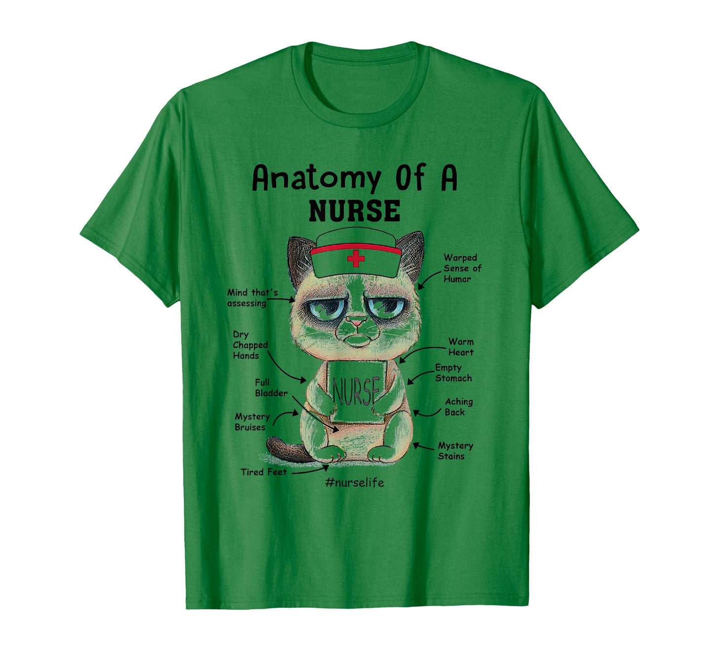 Anatomy Of A Nurse Funny Cat Nurse Life Men Women T-Shirt