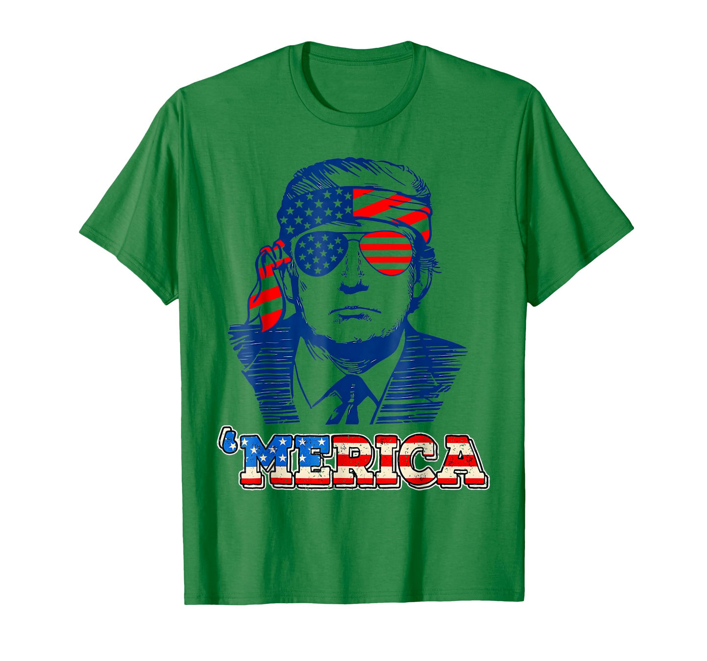 'MERICA TRUMP Happy 4th Of July Trump American Flag Women Girls Kids Men T-Shirt