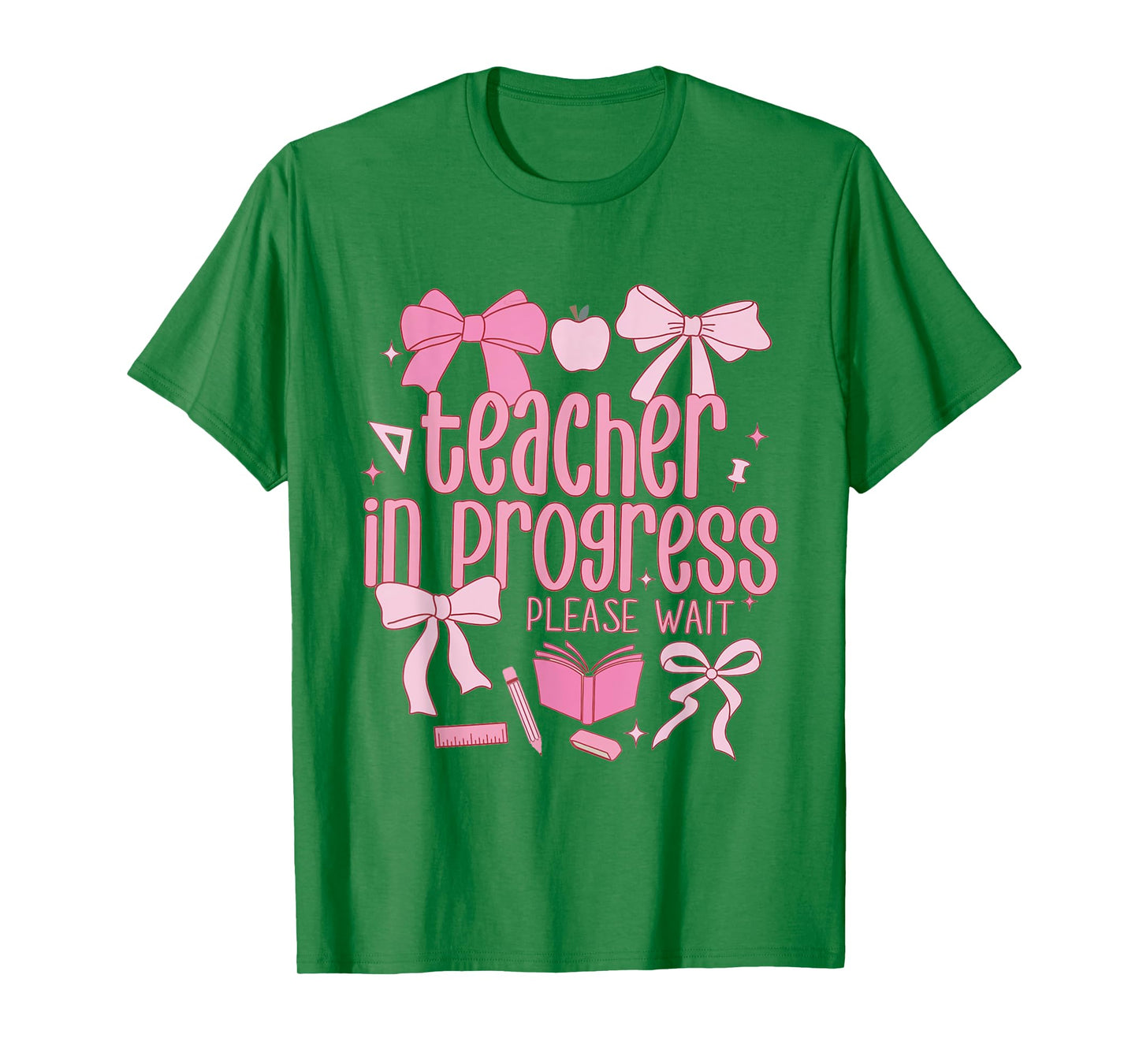 Women Teacher in Progress Coquette Pink Bow Future Teacher T-Shirt