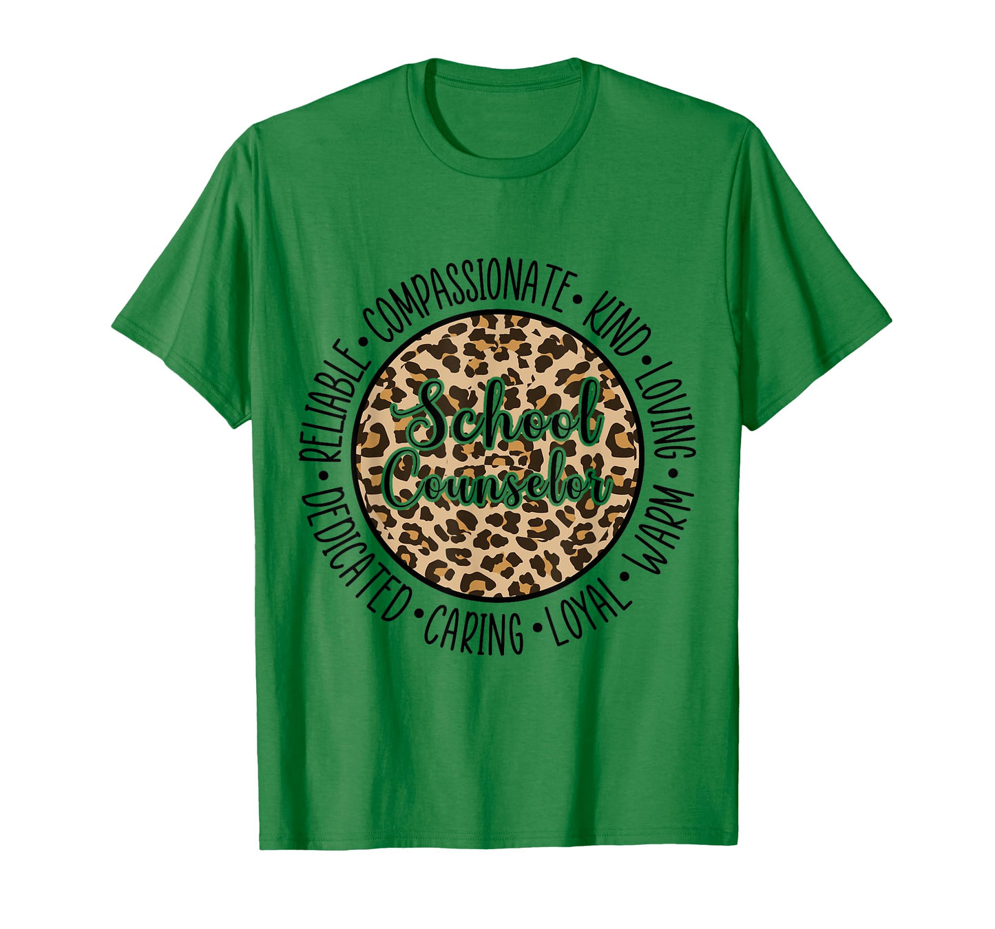 Leopard Cheetah Print School Counselor Traits Appreciation T-Shirt
