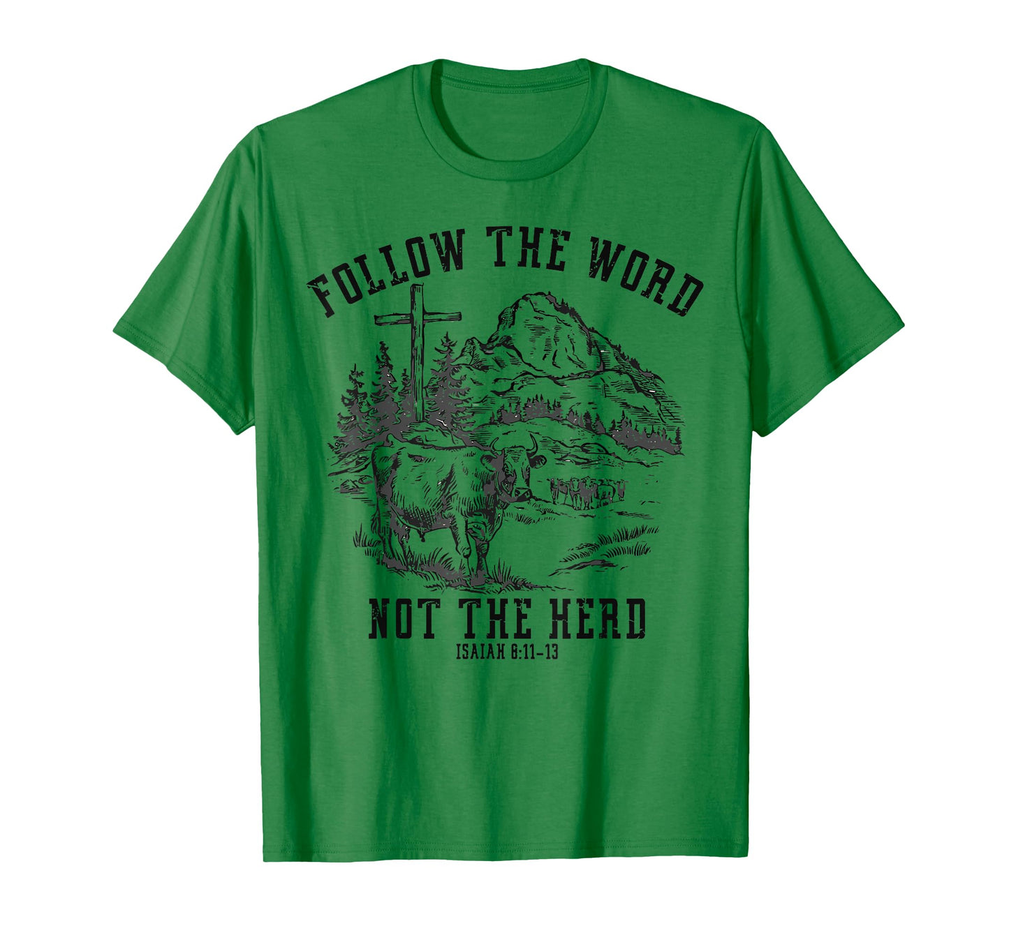 Follow The Word Not The Herd Western Christian Jesus Retro T-Shirt