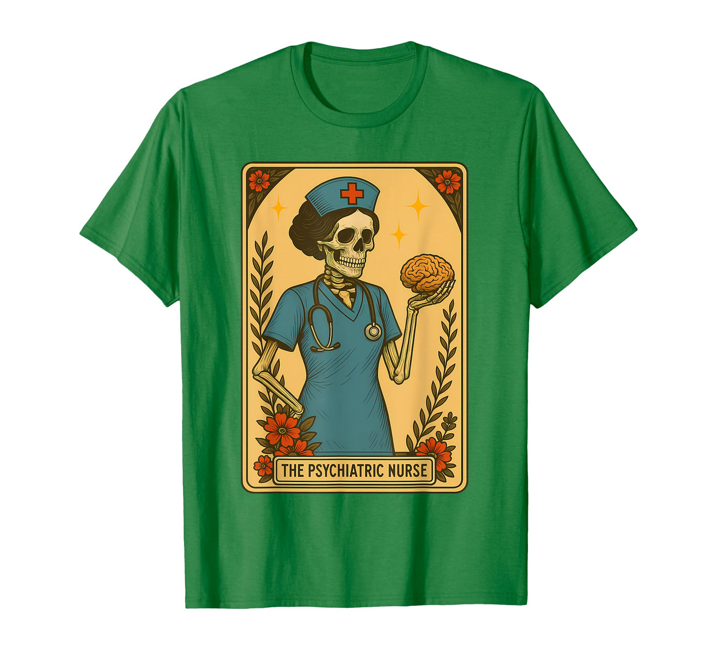 Psychiatric Nurse Tarot Card Skeleton Medical Nursing T-Shirt