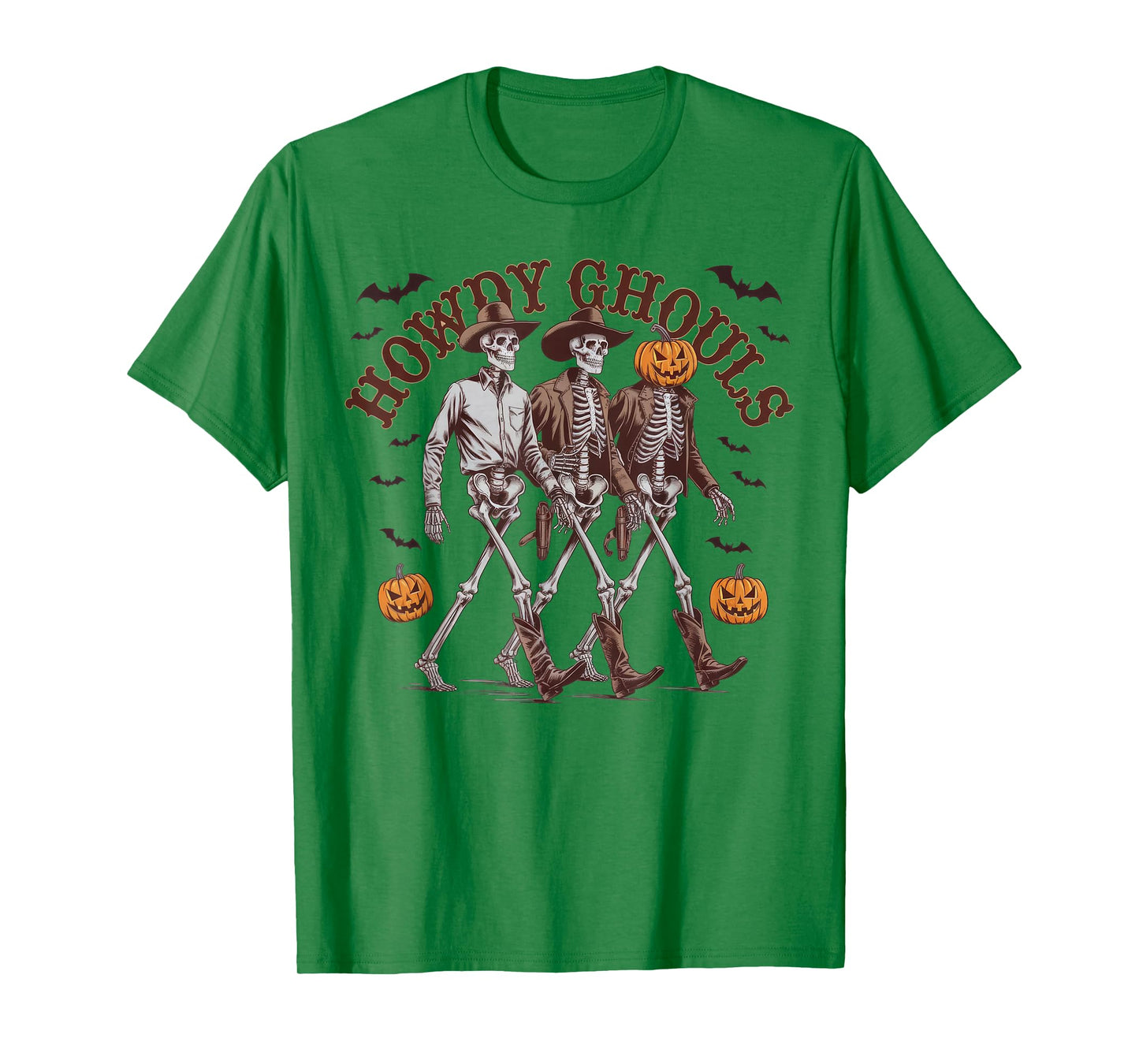 Funny Howdy Ghouls Skeleton Halloween Ghost Cowboy Western T-Shirt