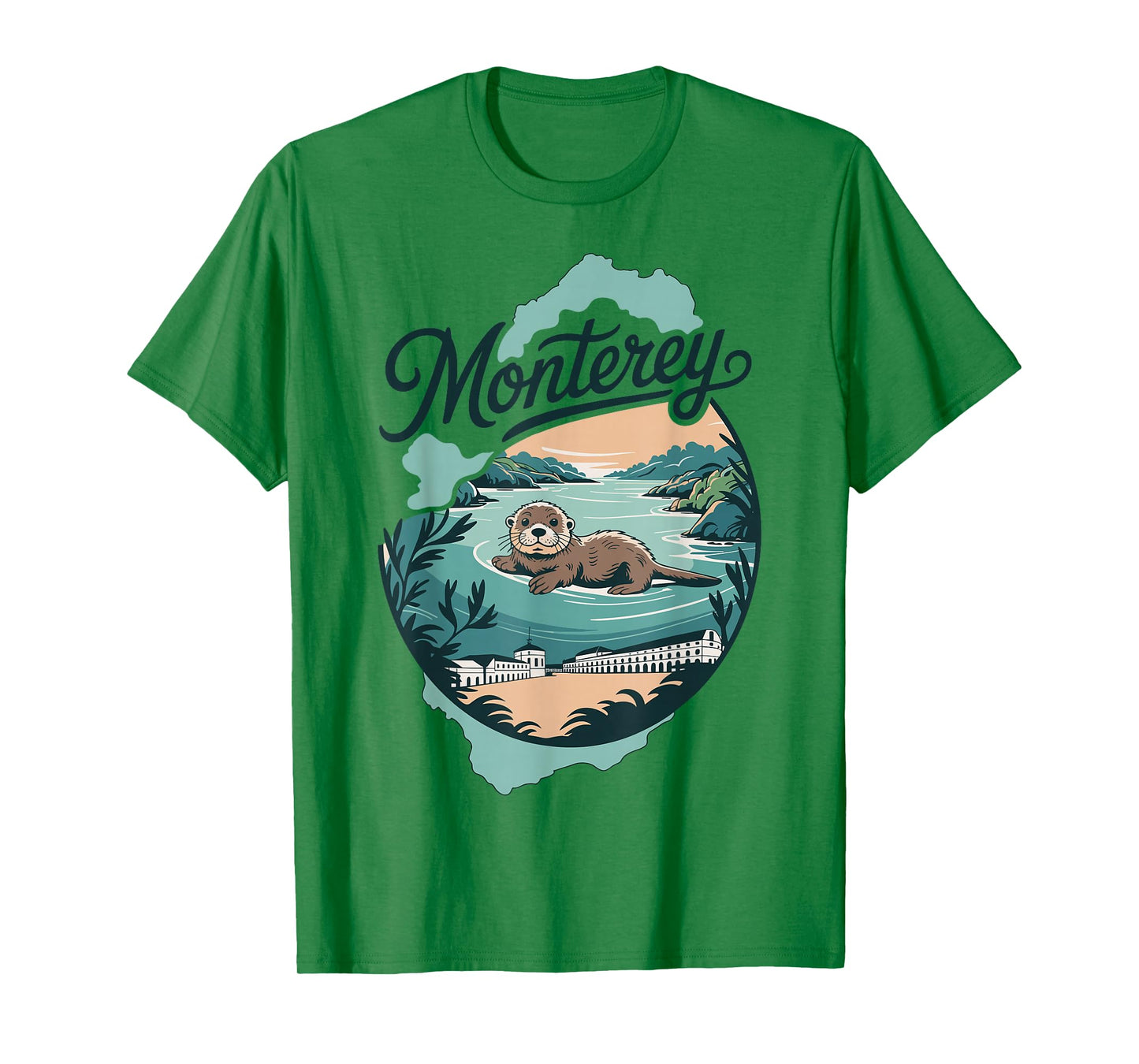 Monterey sea otter ocean view coast retro T-Shirt