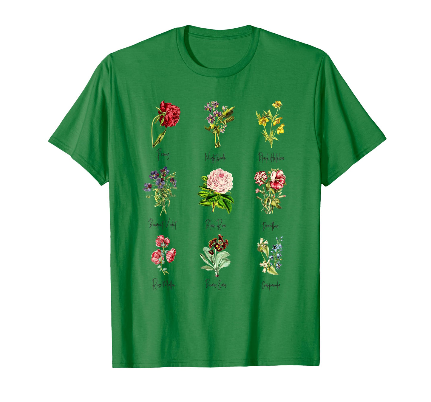 Vintage Botanical Floral Flower Chart T-Shirt