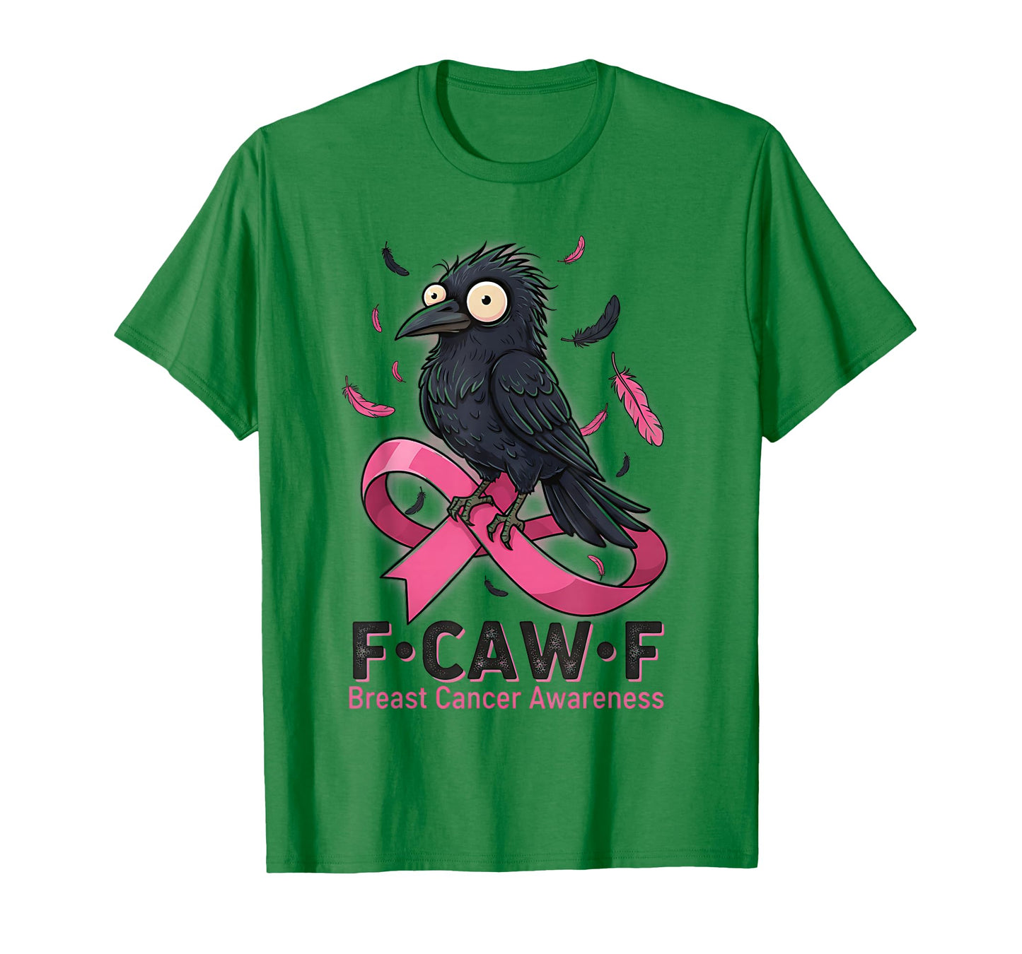 F-Caw-F Pink Ribbon Raven Moon Gothic Crow Breast Cancer T-Shirt