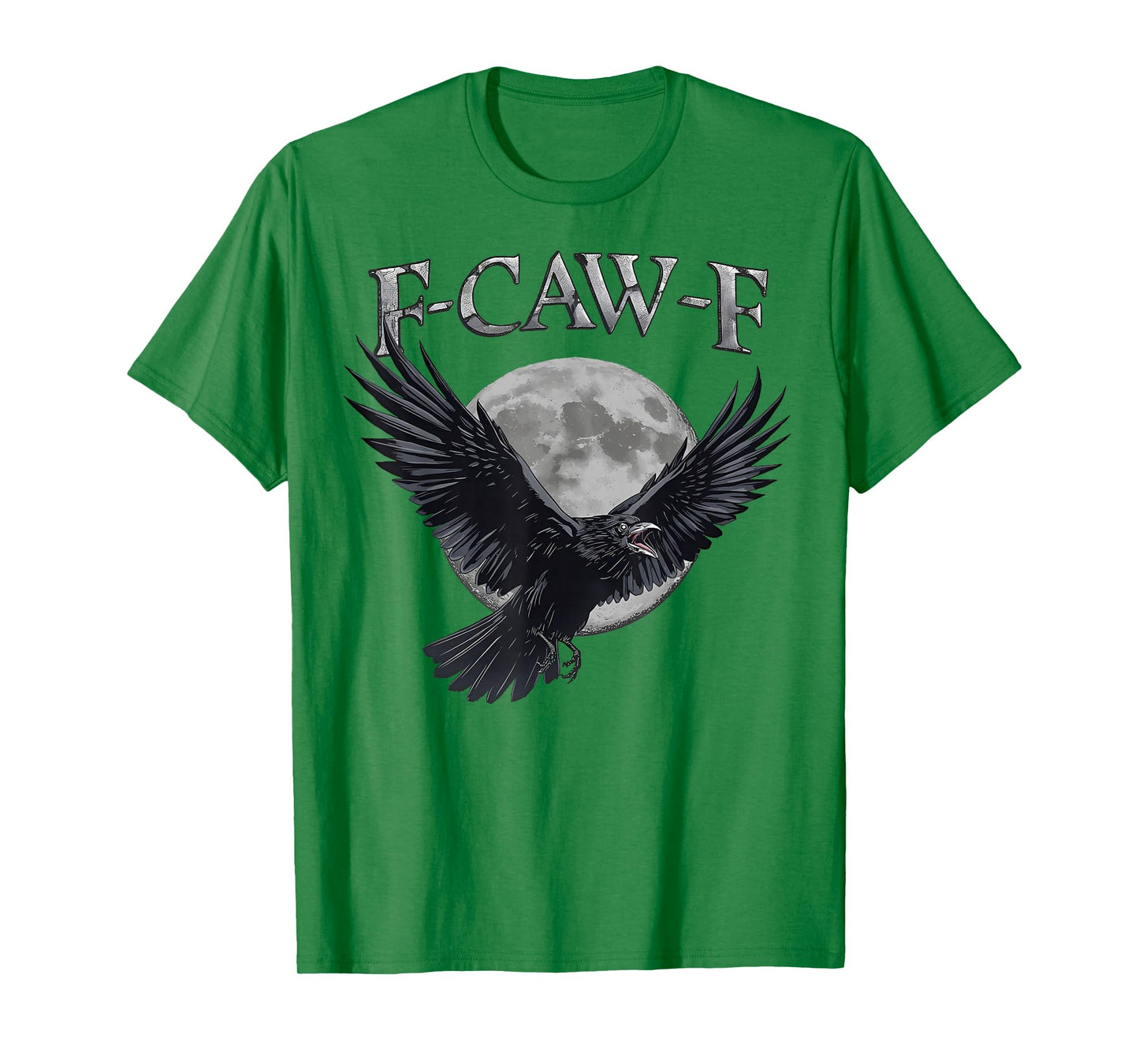 Funny F Caw F Raven Moon Gothic Graphic Halloween Crow Pun T-Shirt