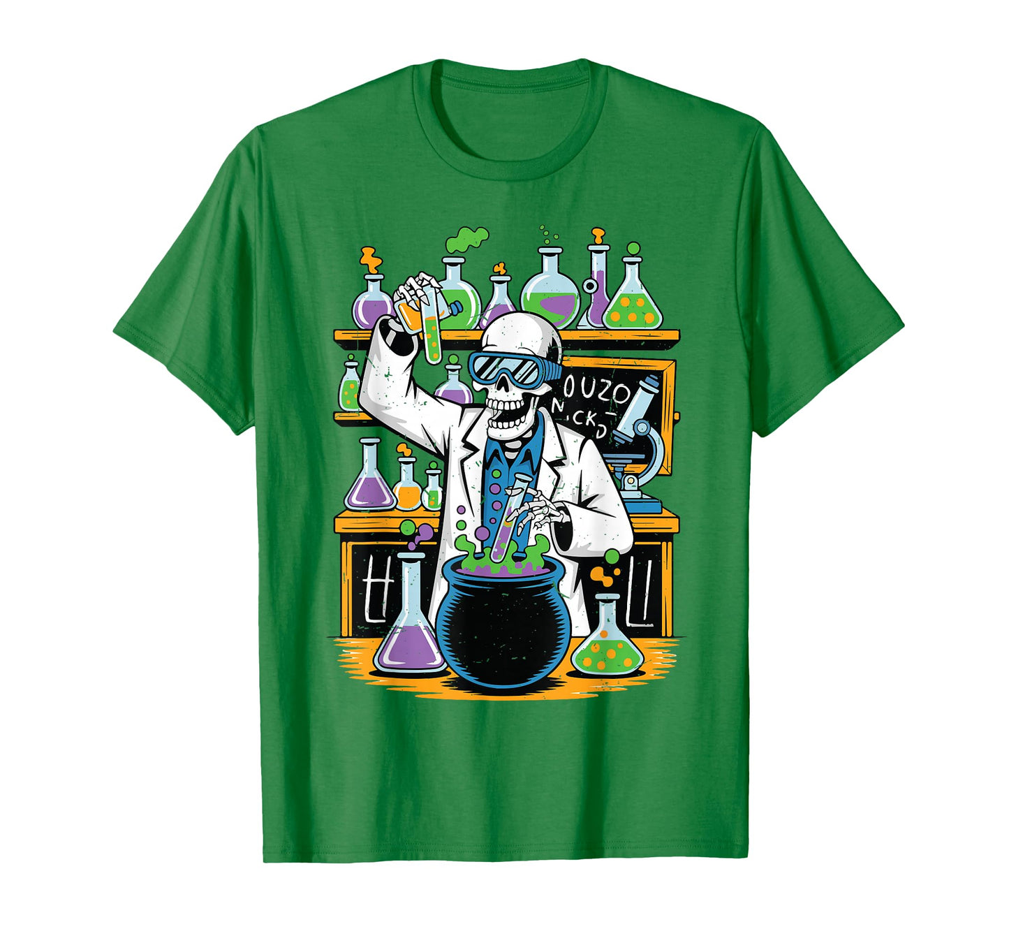 Skeleton Mad Scientist Science Teacher Halloween Costume T-Shirt