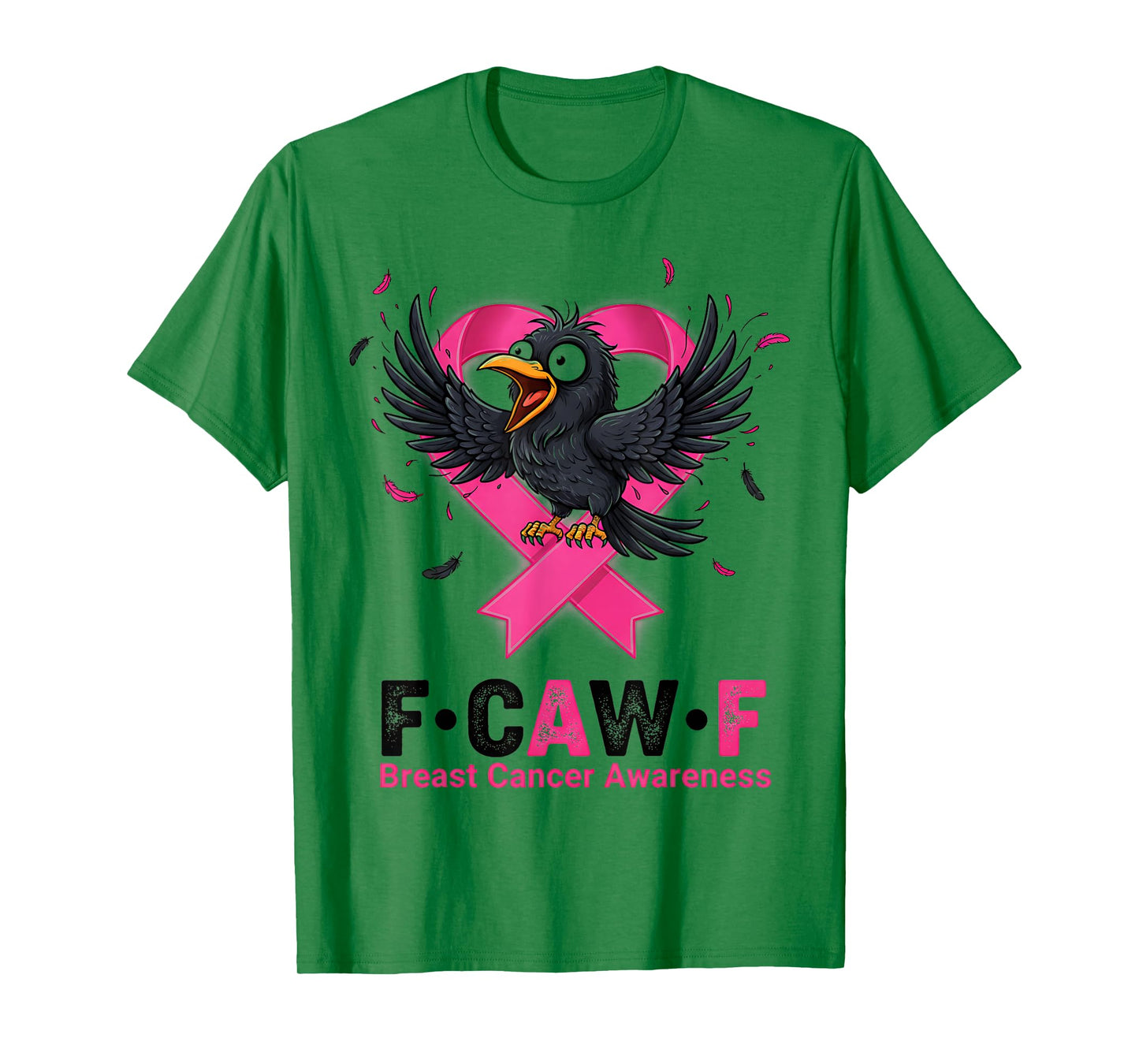 F-Caw-F Pink Ribbon Raven Moon Gothic Crow Breast Cancer T-Shirt