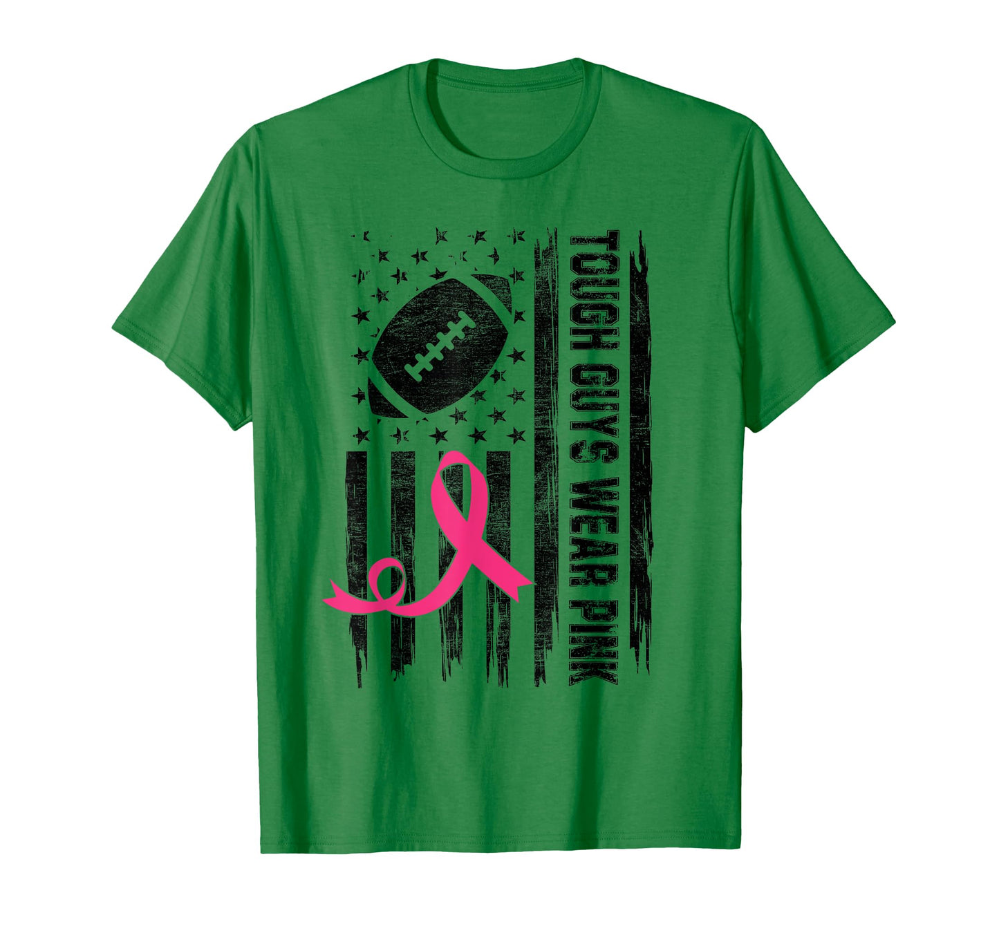Tough Guys Wear Pink Breast Cancer Football American Flag T-Shirt for Women Kids Men