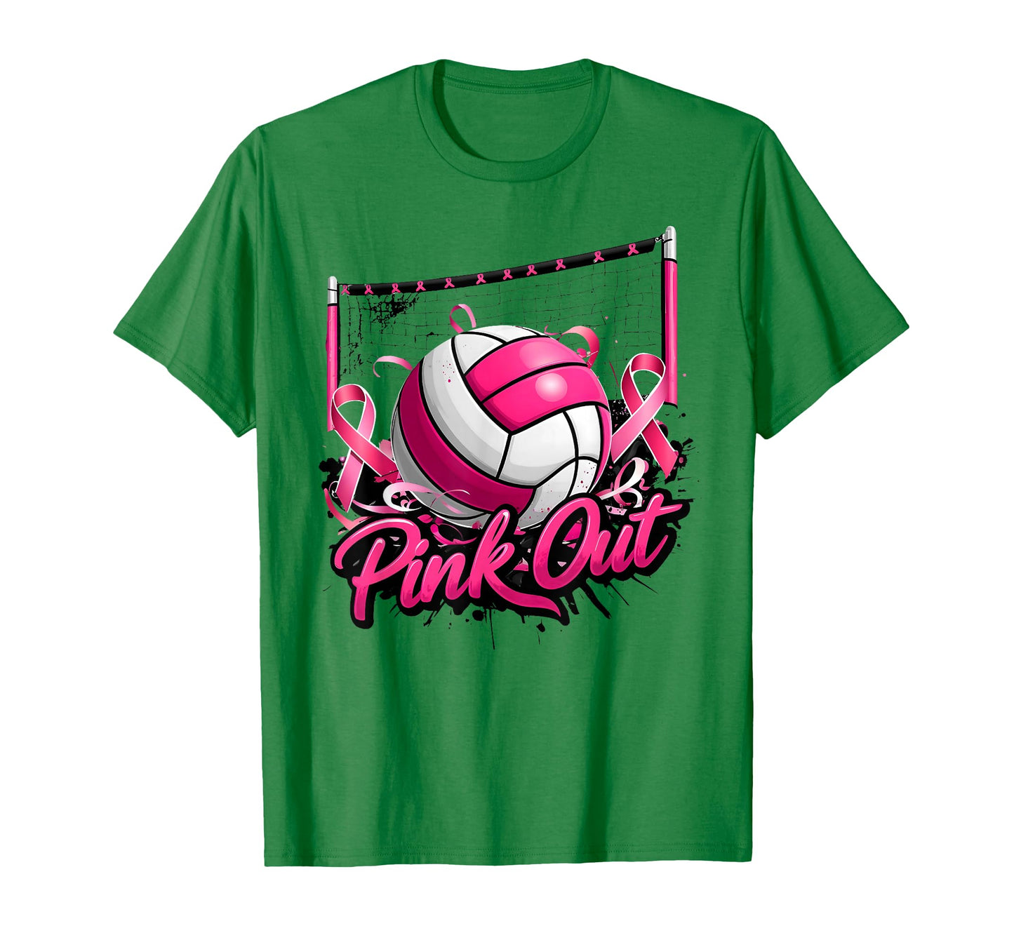 Pink Out Volleyball Breast Cancer Awareness Support Ribbon T-Shirt