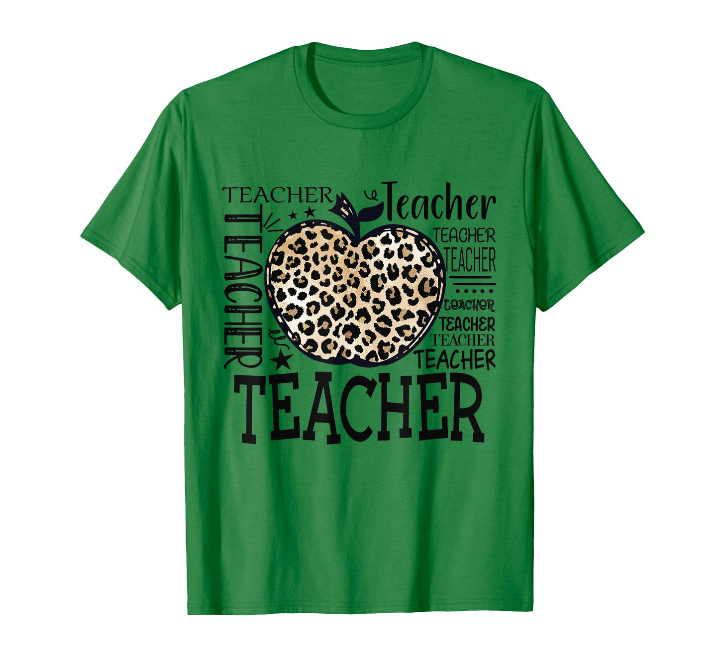 Leopard Apple Teacher Graphic Funny Teacher Back to School T-Shirt