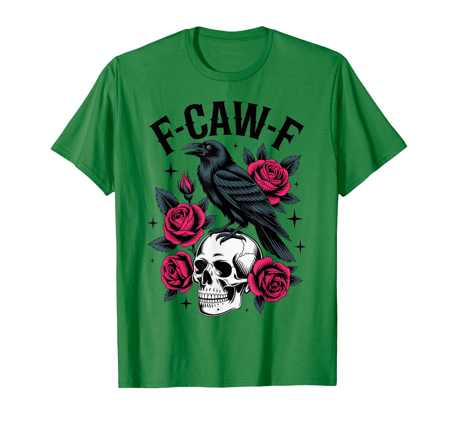 Black Crow F-Caw-F Funny Gothic Bird Moon Adult Humor T-Shirt