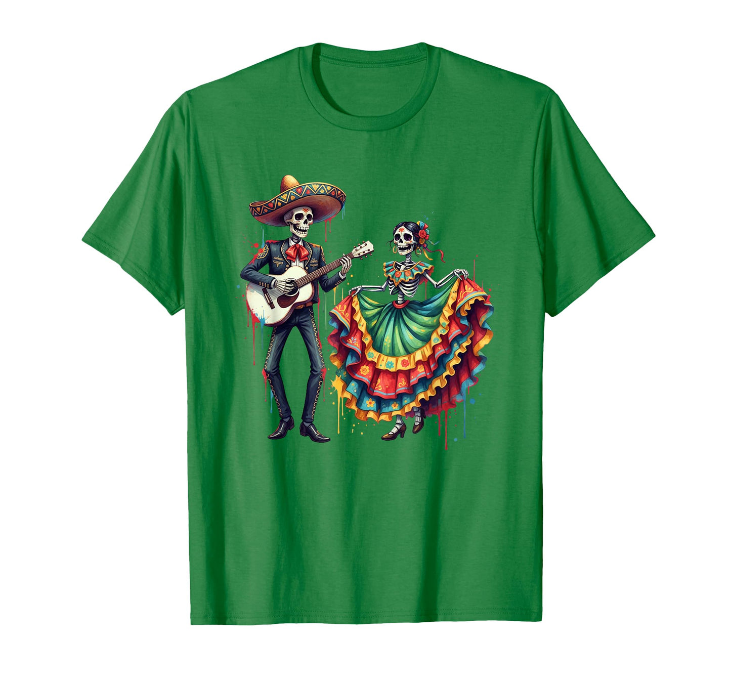Dancing Skeleton Dia De Los Muertos Halloween Sugar Skull T-Shirt