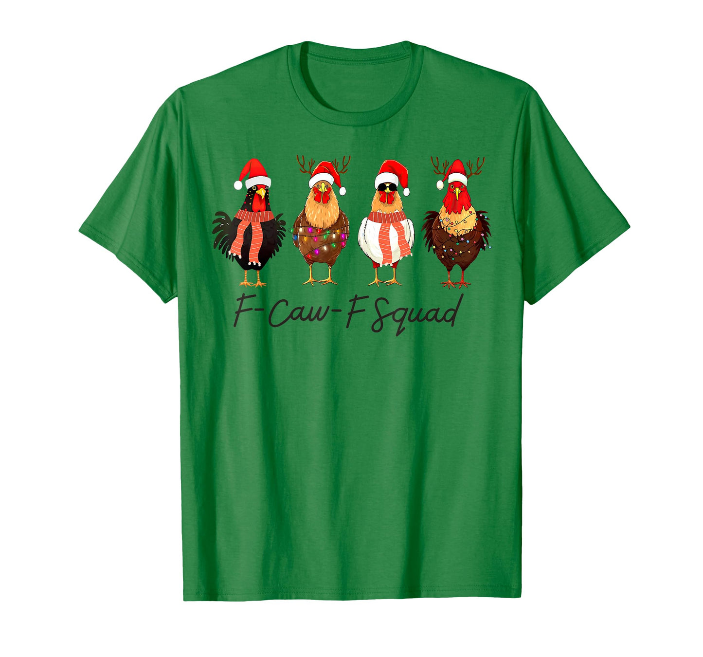 F-Caw-F Squad Chicken Santa Hat Christmas Pajamas Holiday T-Shirt