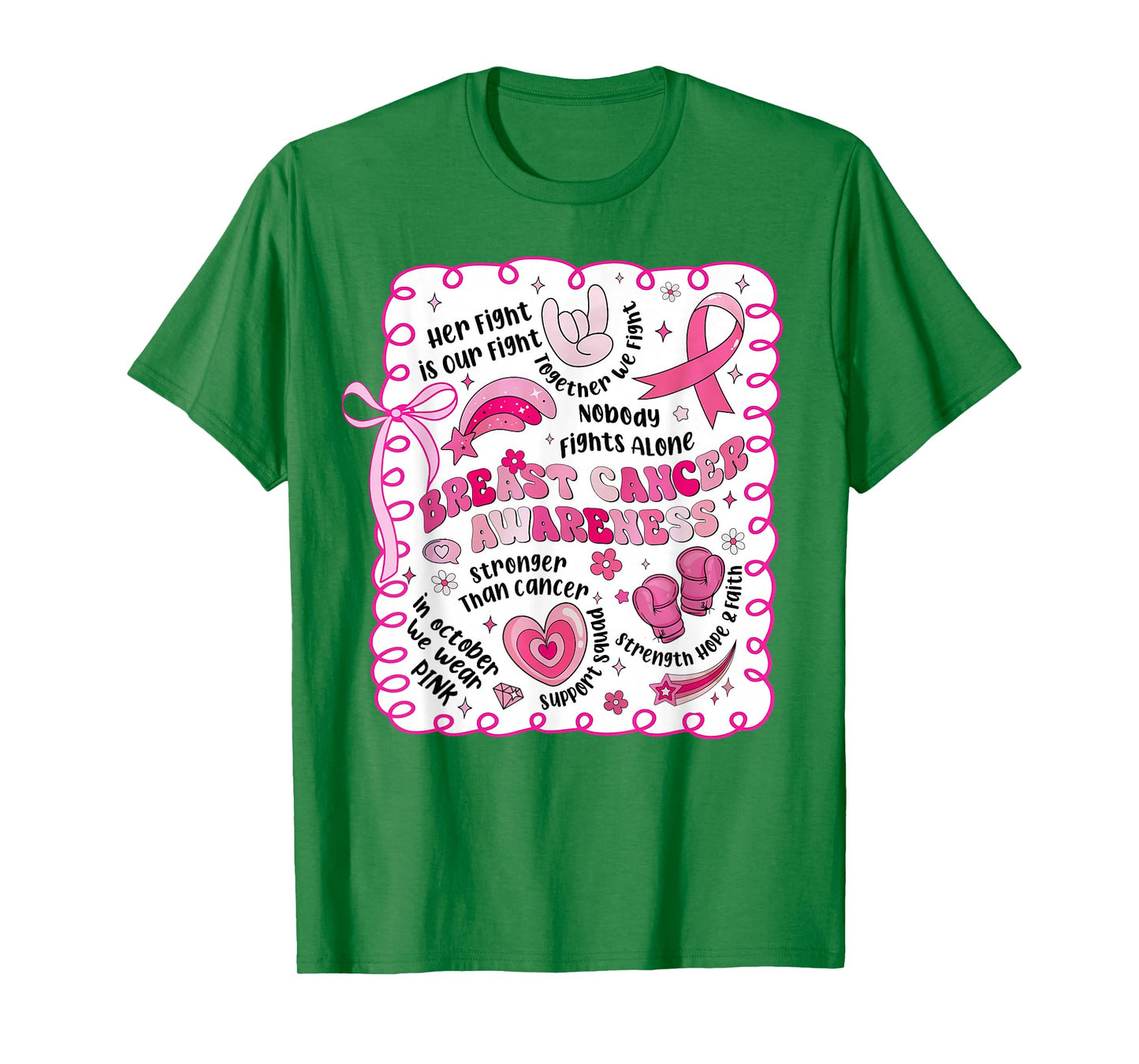 Breast Cancer Awareness Inspiration Strong Womens Girls Pink T-Shirt