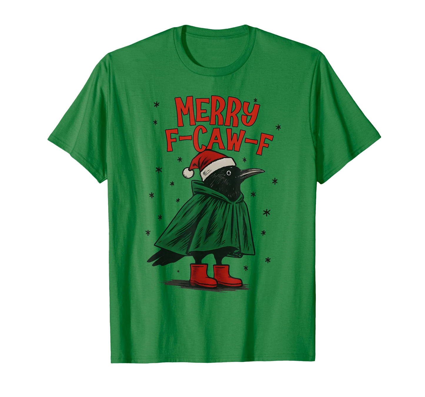 Funny Christmas F-Caw-F Holiday Cute Black Bird Santa Hat T-Shirt