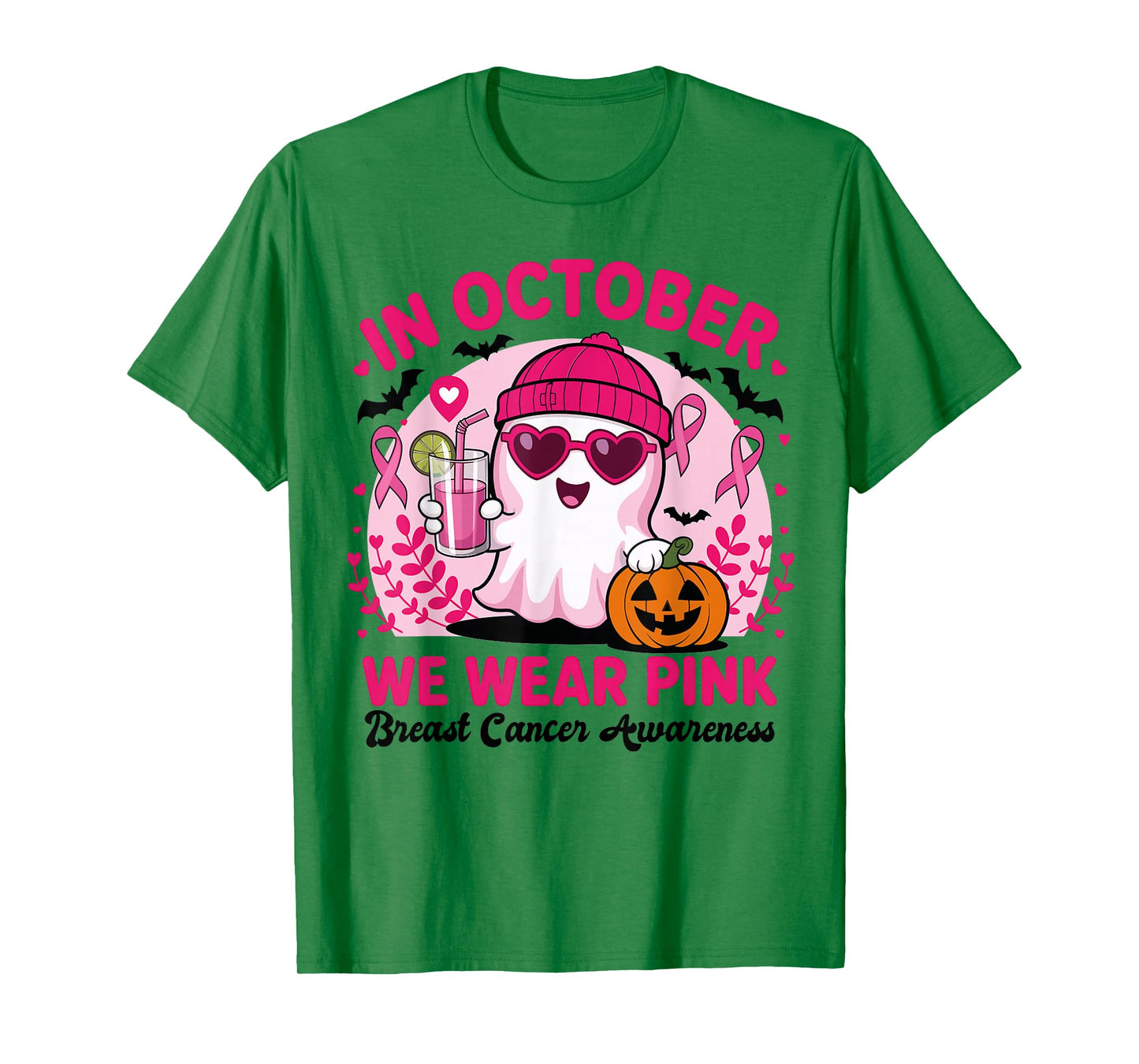 In October We Wear Pink Breast Cancer Awareness Halloween T-Shirt