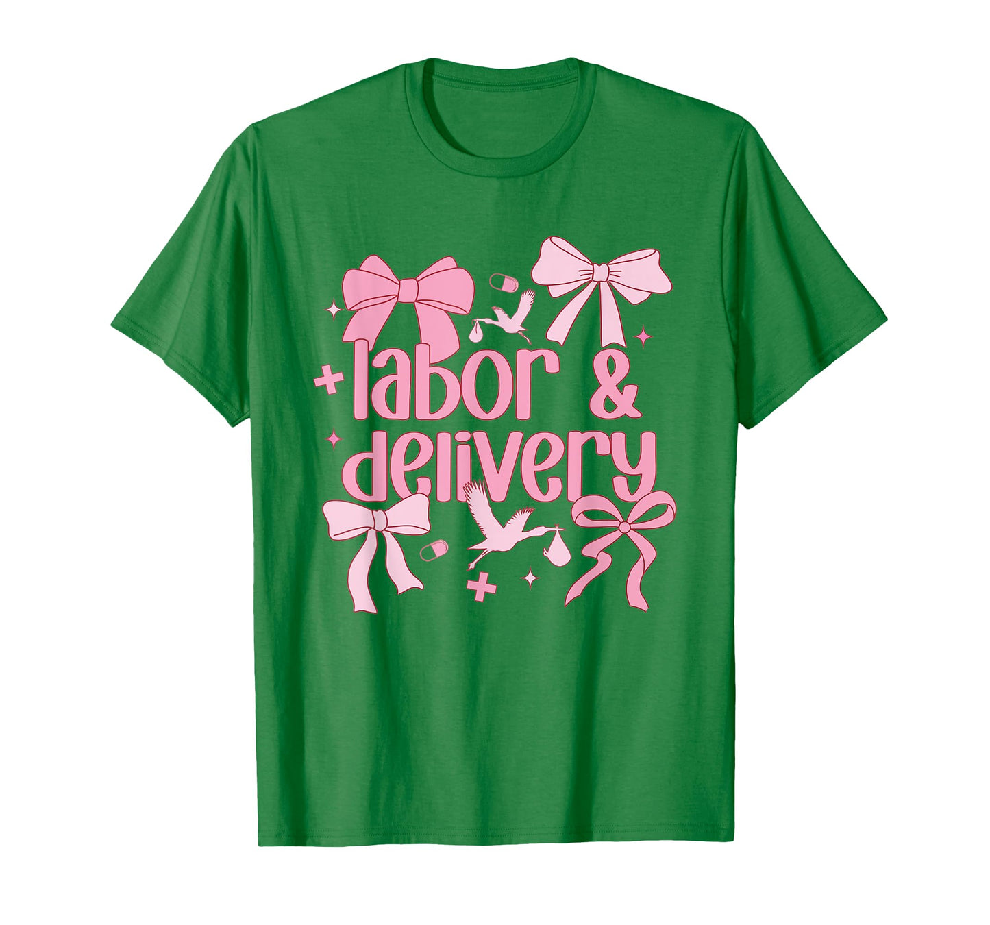 Women Labor and Delivery Nurse Grad Coquette Pink Bow Ribbon T-Shirt