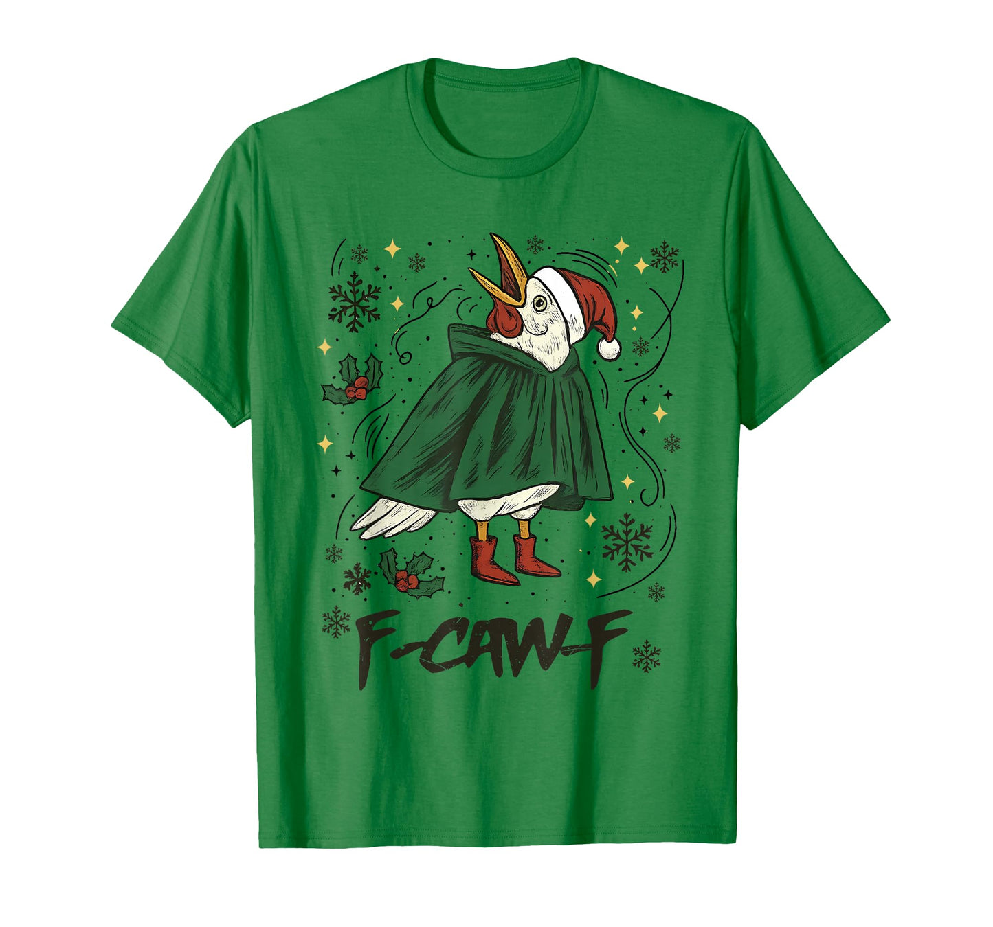 F-Caw-F FCAWF Funny Crow Christmas Black Bird Xmas T-Shirt