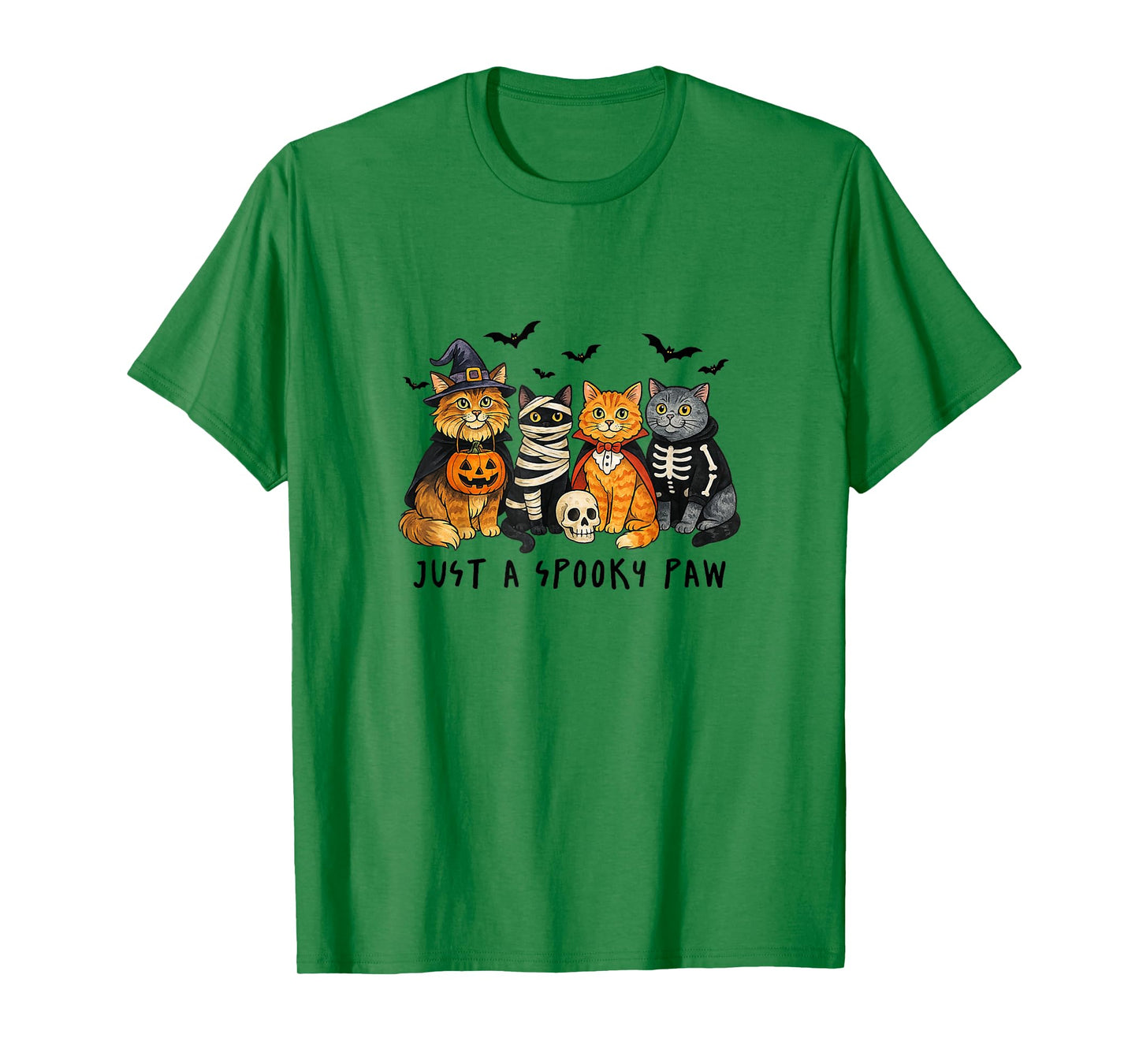 Just a Spooky Paw Halloween Cat Funny Cute Mummy Skeleton T-Shirt