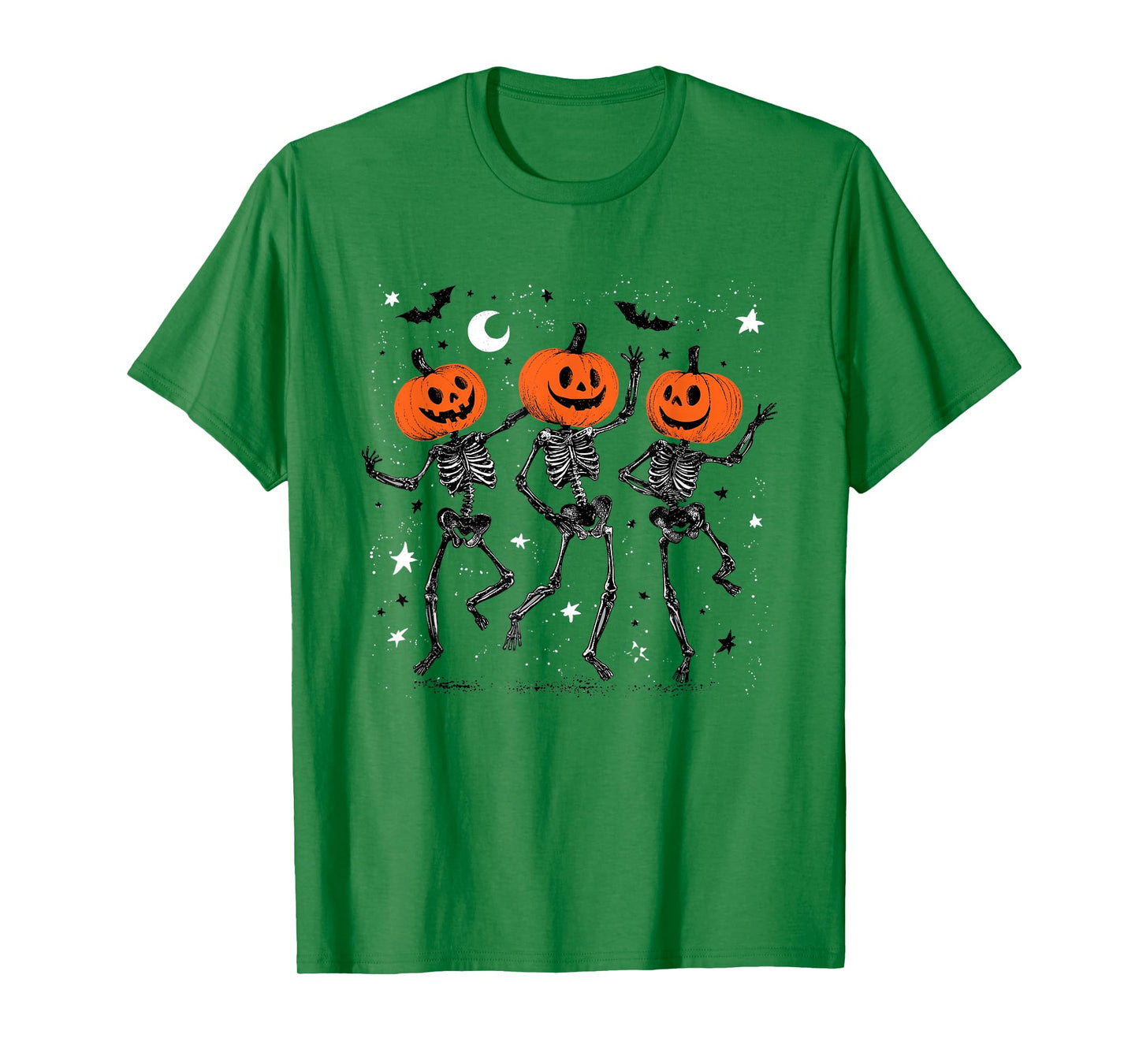 Halloween Dancing Skeleton Funny Tie-Dye with Pumpkin Heads T-Shirt