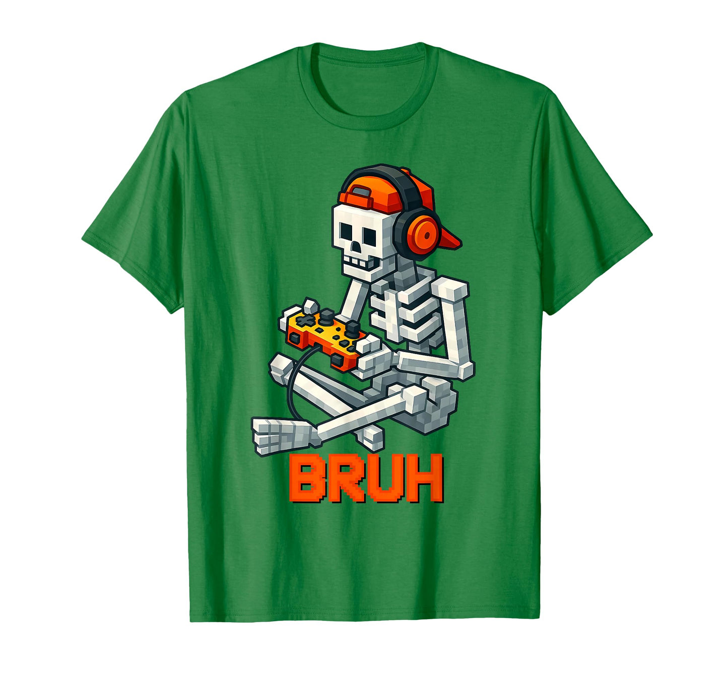 Bruh Skeleton Video Game Halloween Gaming Gamer Boys Men T-Shirt