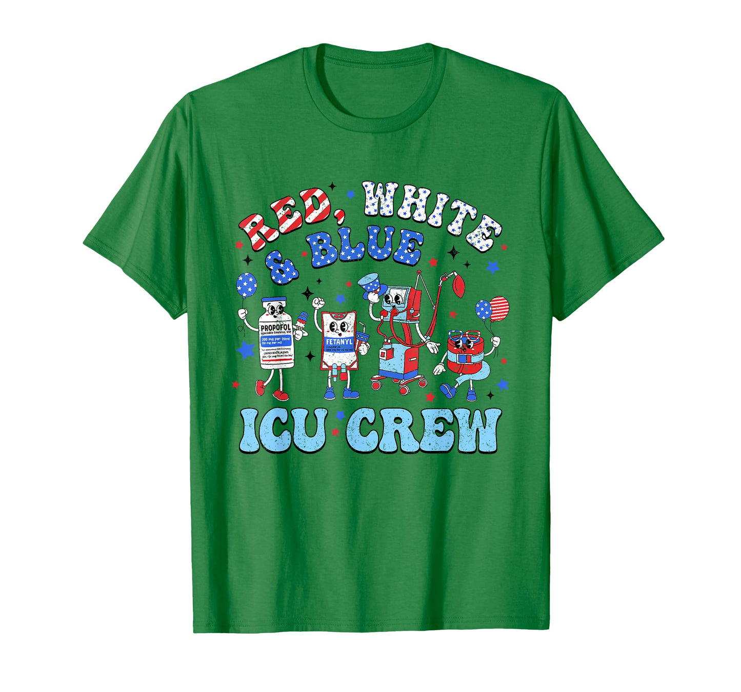 Icu Nurse 4th July Independence Day Red White Blue Icu Crew Women Men T-Shirt