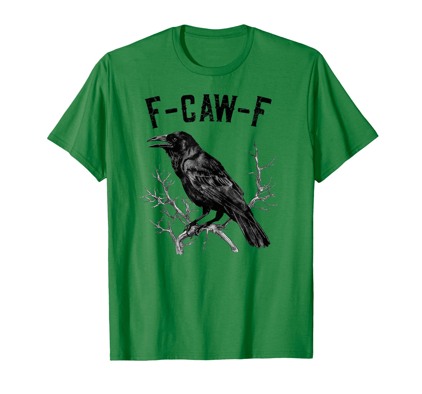 Black Crow F-Caw-F Funny Black Bird Moon Halloween Art T-Shirt