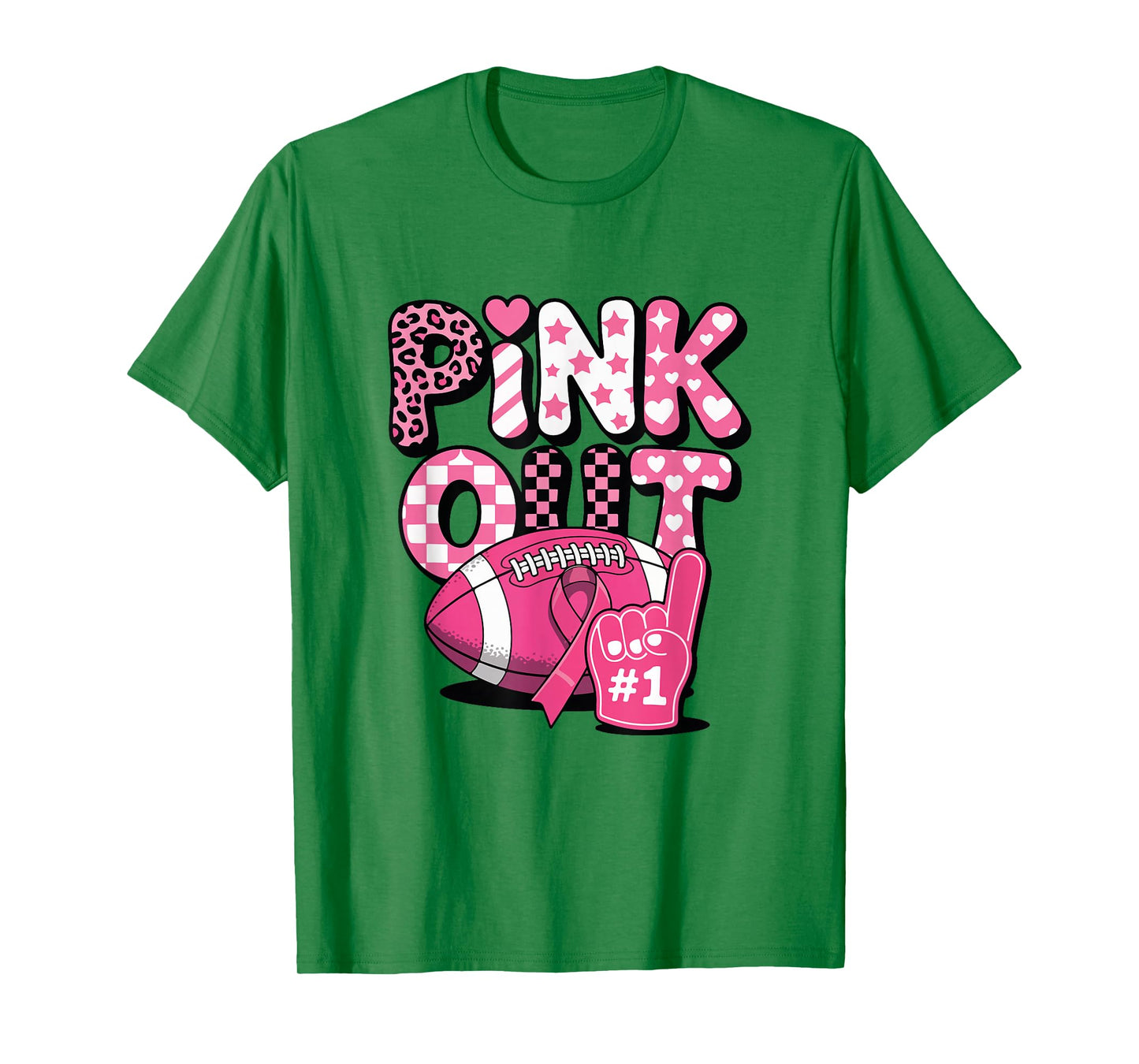 Pink Out Game Day Breast Cancer Awareness Football T-Shirt