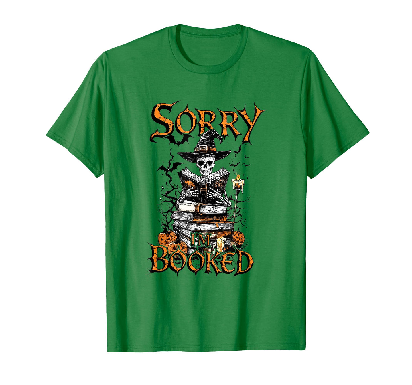 I'm Booked Funny Skeleton Bookish Witchy Halloween Reading T-Shirt