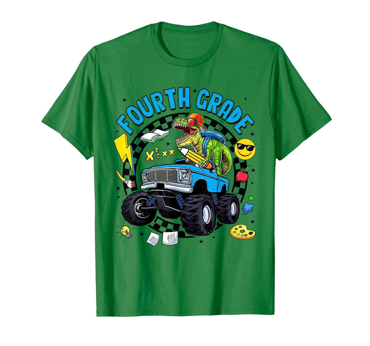 Fourth Grade Dinosaur Dino Truck Back To School Kids Boys T-Shirt
