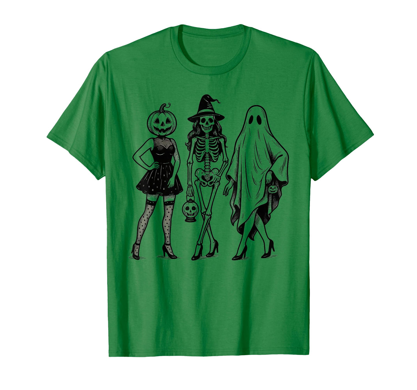 Spooky Halloween Girl Squad Skeleton Ghost Pumpkin Witchy T-Shirt