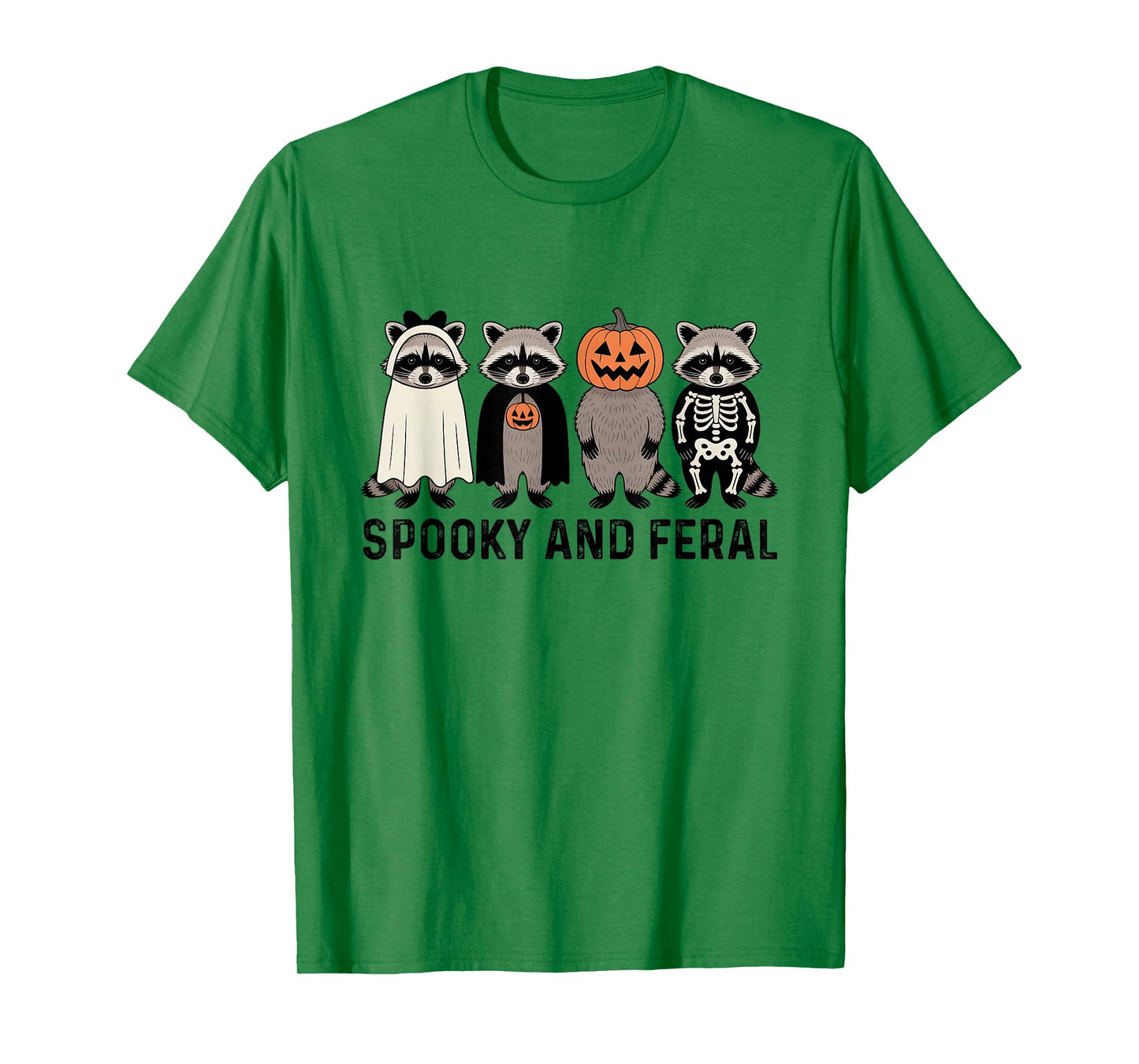 Spooky and Feral Girl Funny Halloween Cute Raccoon Men Women T-Shirt