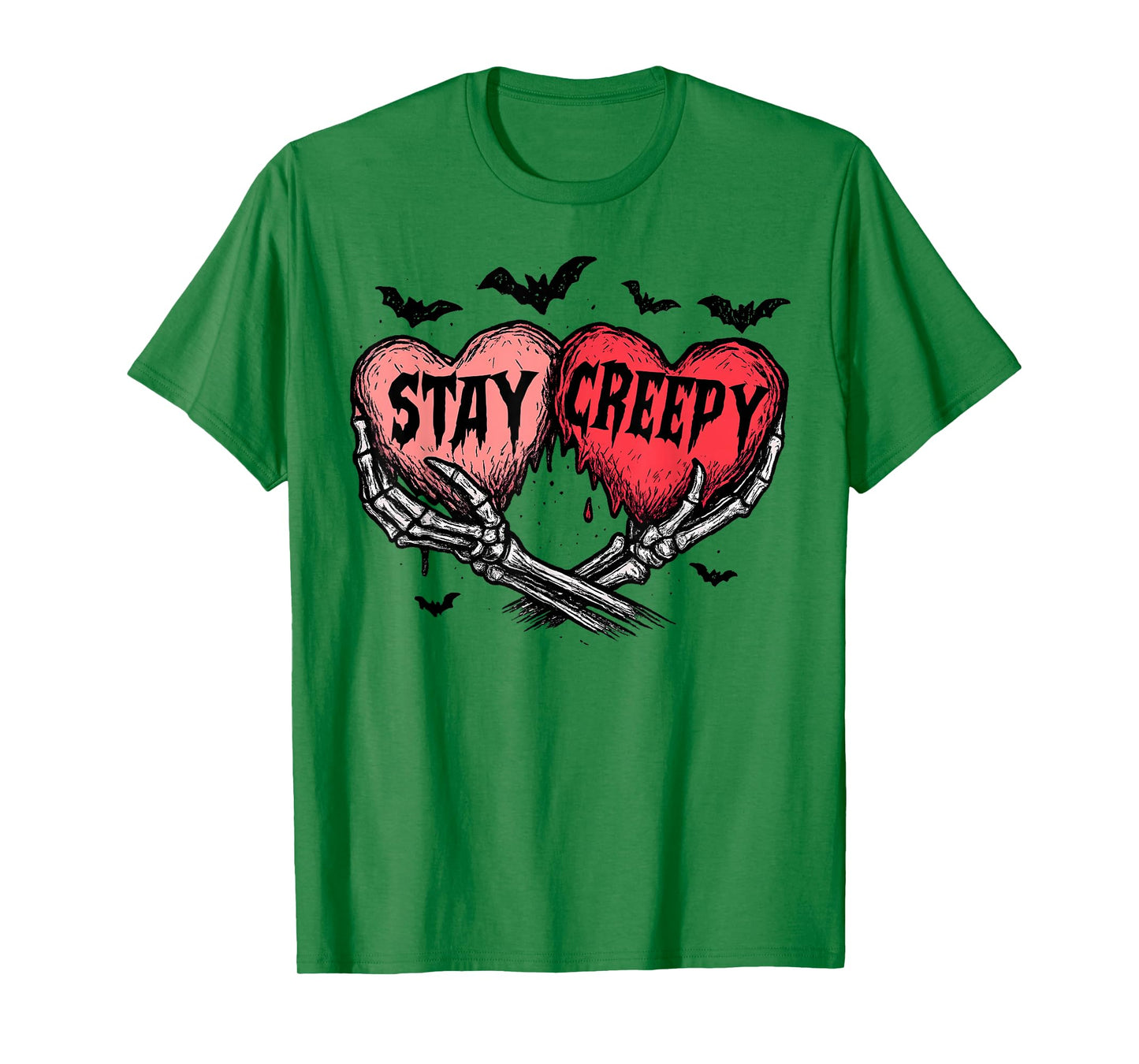 Stay Creepy Dripping Heart Halloween Skeleton Hand Spooky T-Shirt