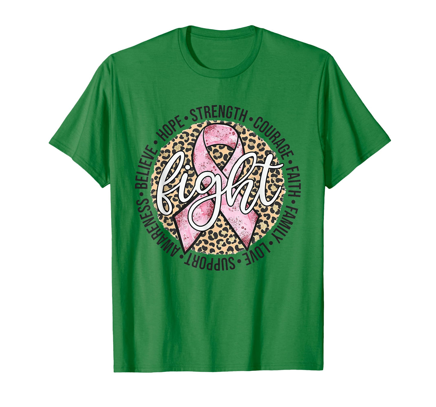 Fight Breast Survivor Breast Cancer Awarenes Leopard Womens T-Shirt