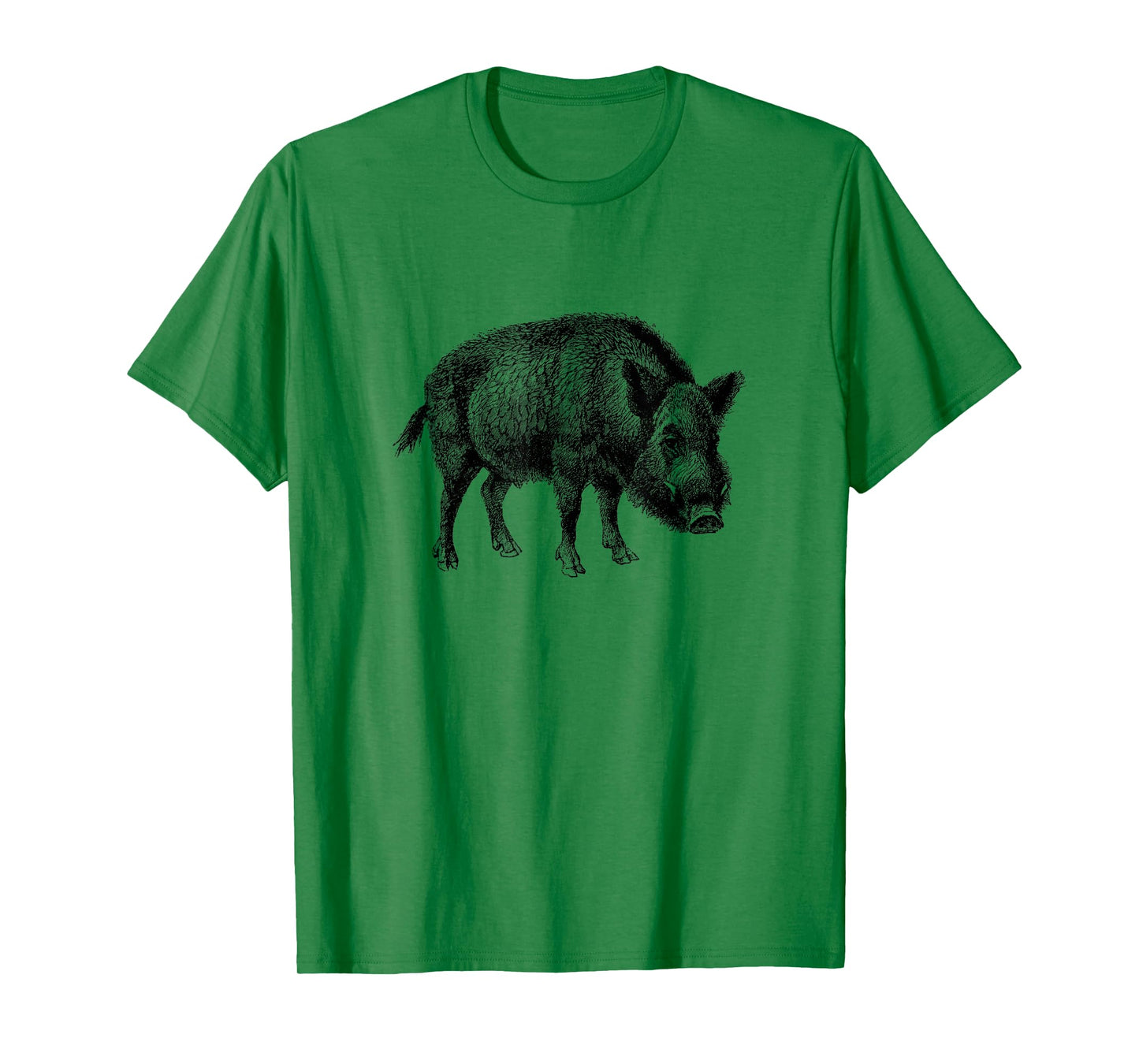 The New Antique Vintage Wild Boar Print T-Shirt - Women's Grey Classic Fit Crew Neck Short Sleeve T-Shirt - Small