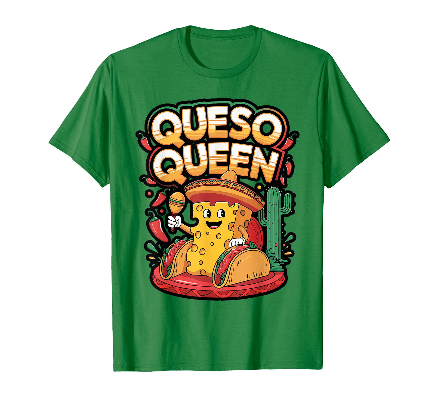 Queso Queen Shirt with Fiesta Floral Design T-Shirt