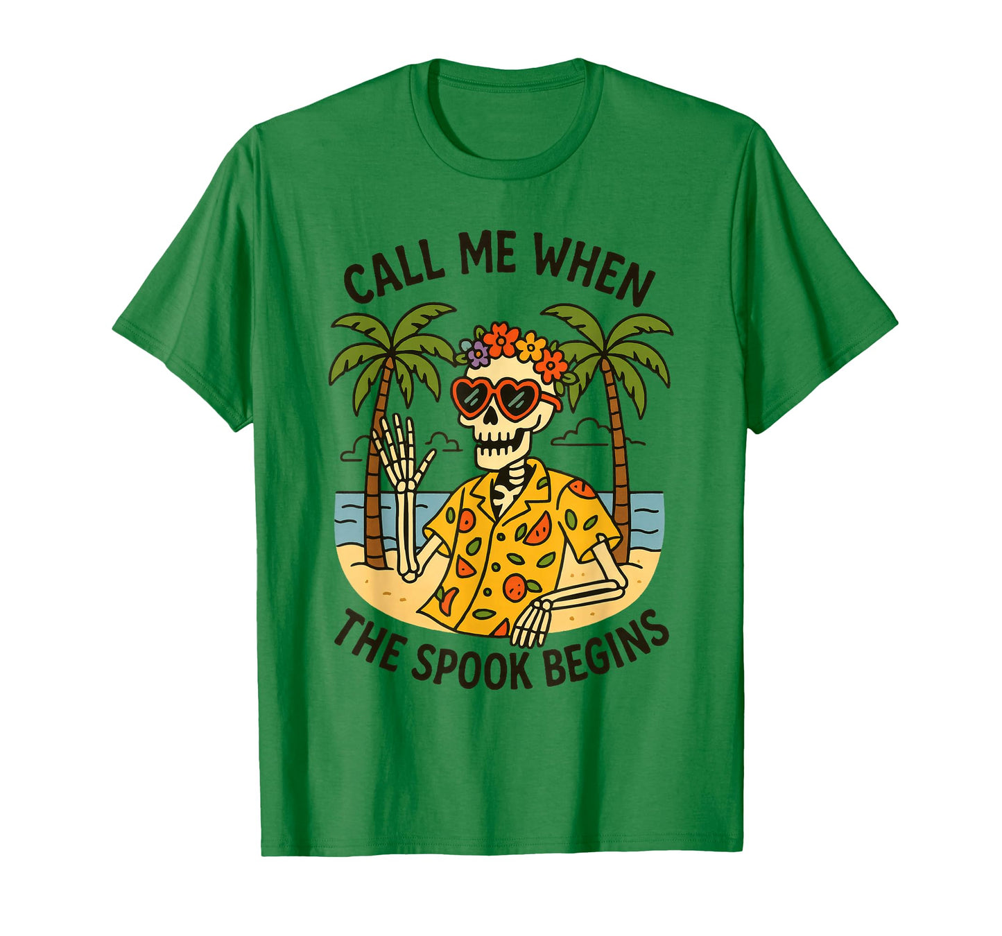 Funny Summerween Skeleton Halloween Beach Vacation T-Shirt