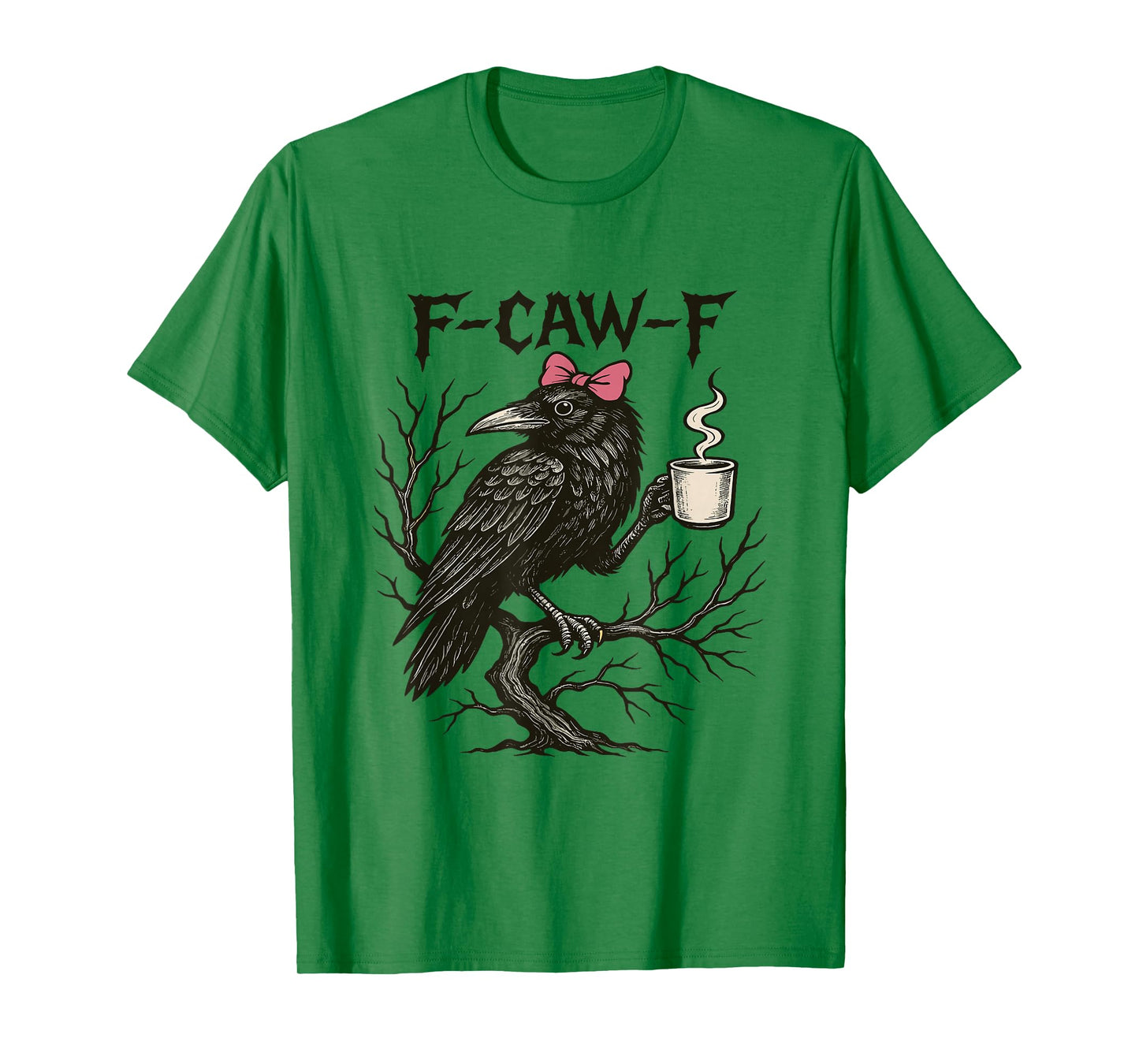 Coquette Bow Crow Raven F-CAW-F Halloween Dark Bird Spooky T-Shirt
