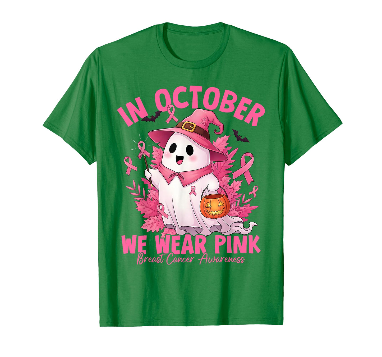 In October We Wear Pink Breast Cancer Halloween Boo T-Shirt