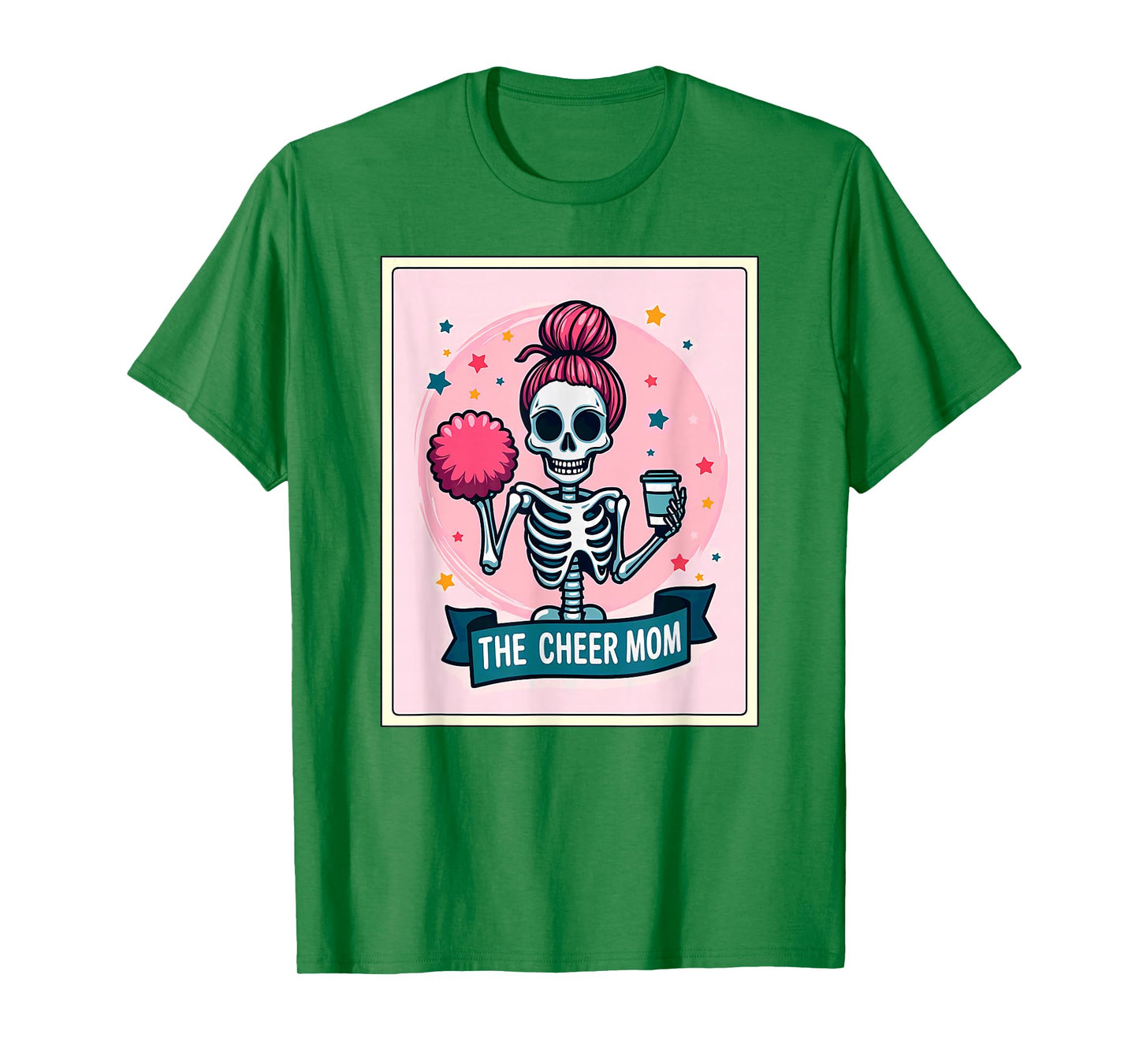 Tarot Card Cheerleader The Cheer Mom Messy Bun Skeleton T-Shirt