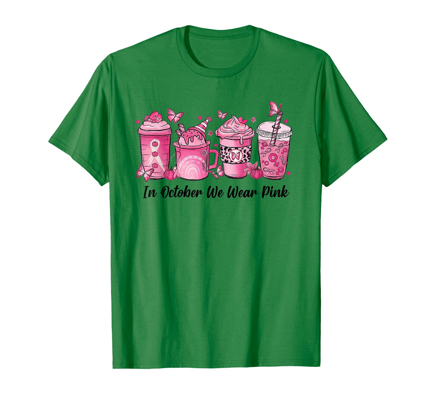 In October We Wear Pink Leopard Breast Cancer Coffee T-Shirt