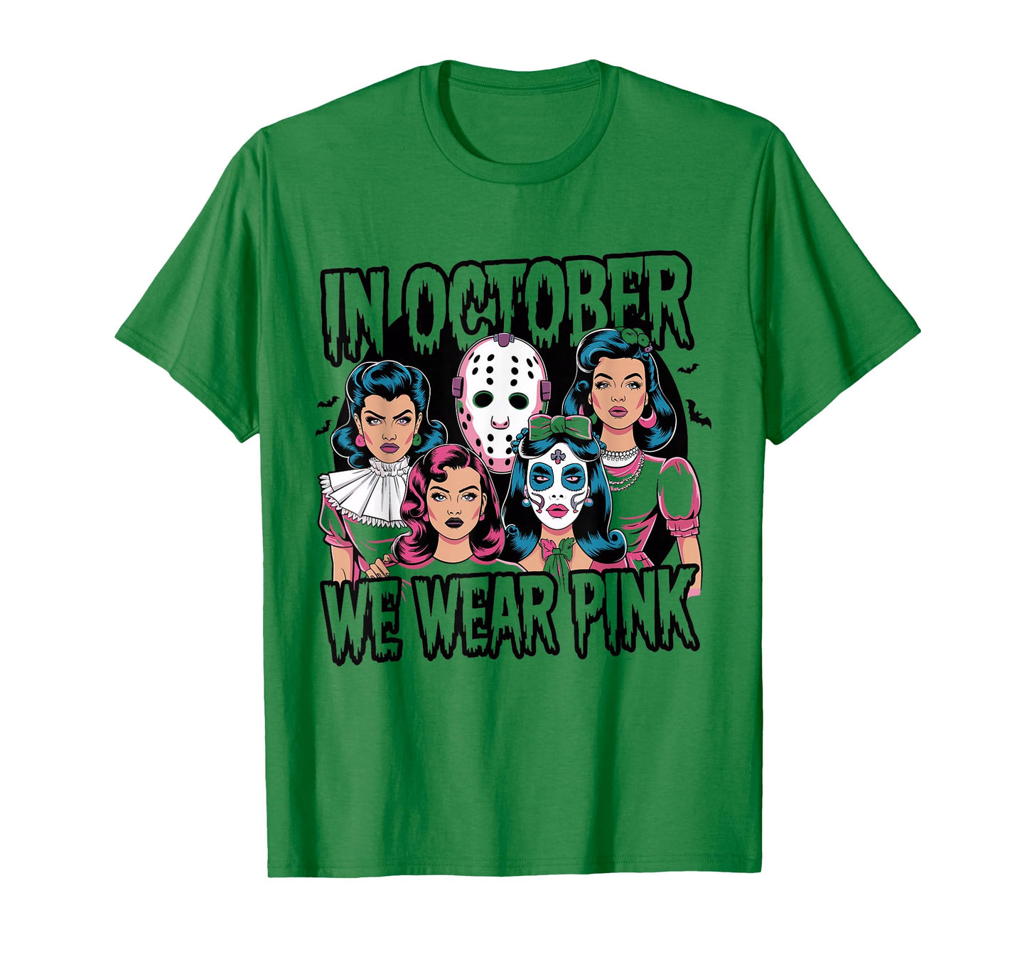 In October We Wear Pink Horror Breast Cancer Awareness T-Shirt