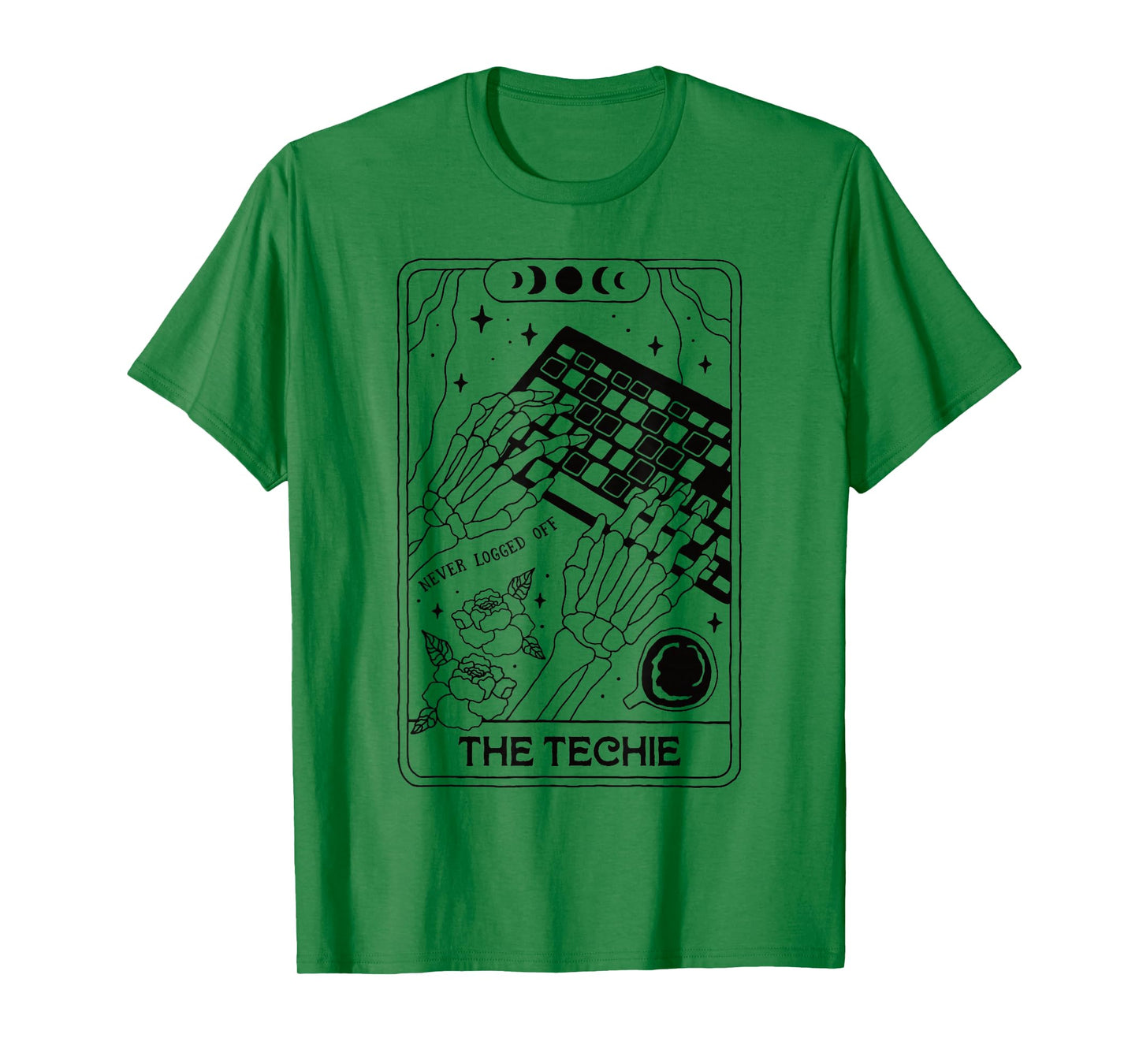 Skeleton Tarot Card Techie Never Logged Off Funny Geek Gamer T-Shirt