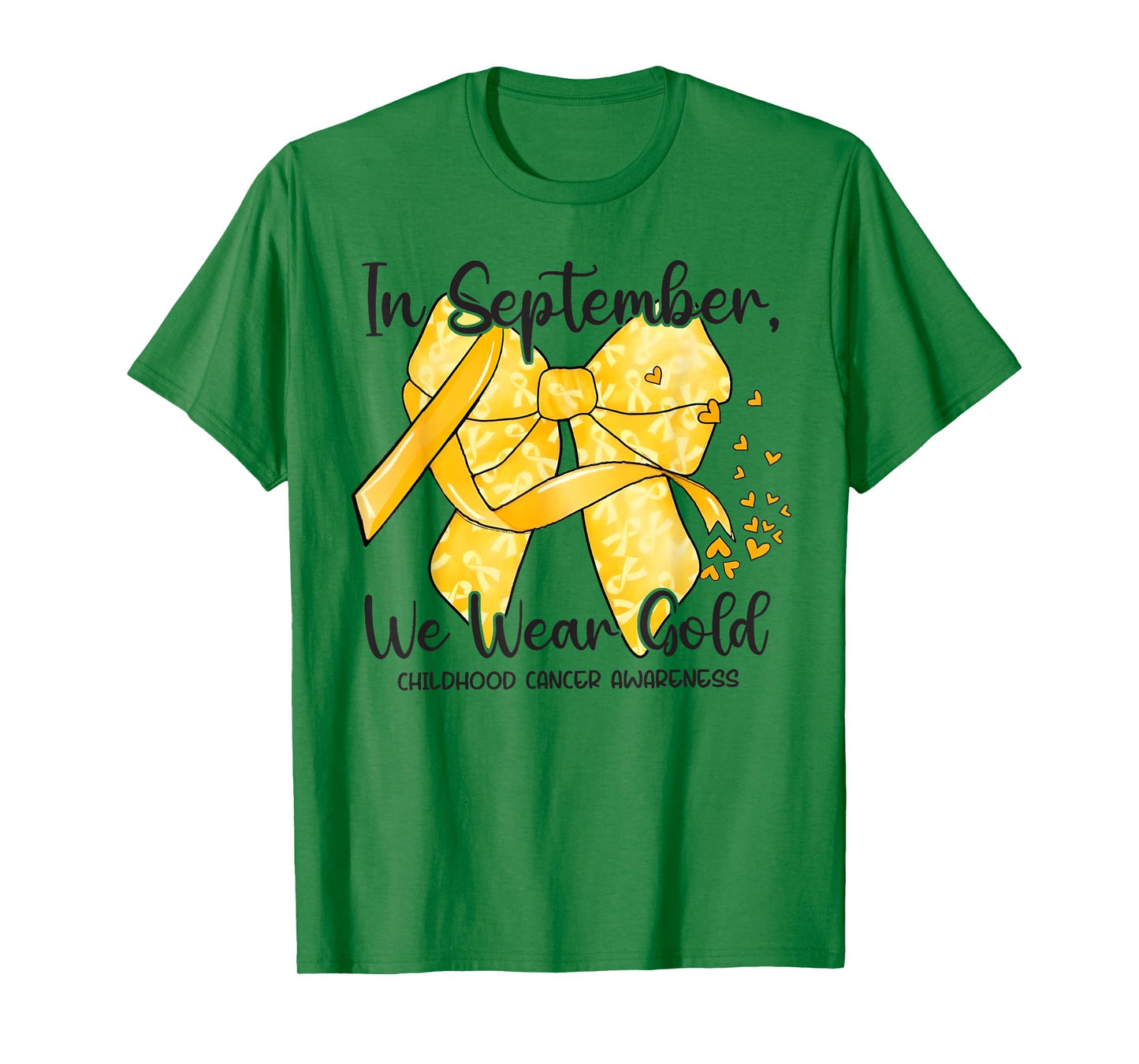 In September We Wear Gold Coquette Ribbon Childhood Cancer T-Shirt