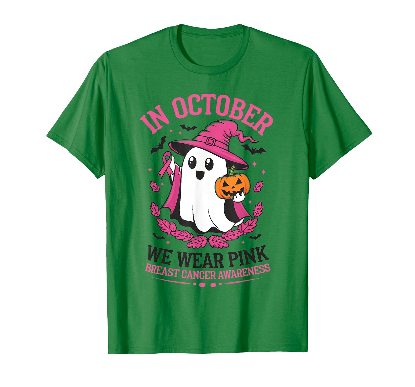In October We Wear Pink Breast Cancer Awareness Halloween T-Shirt