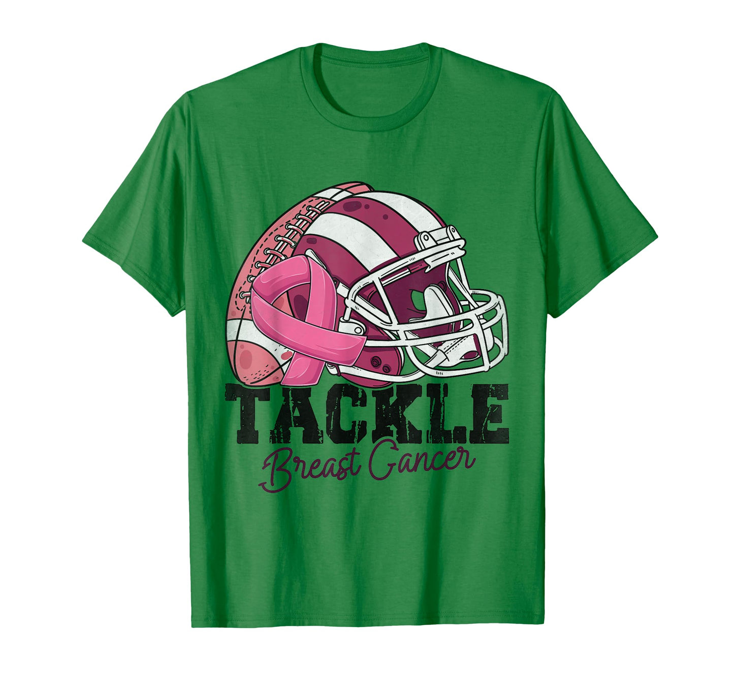 Tackle Football Pink Ribbon Breast Cancer Awareness Women T-Shirt