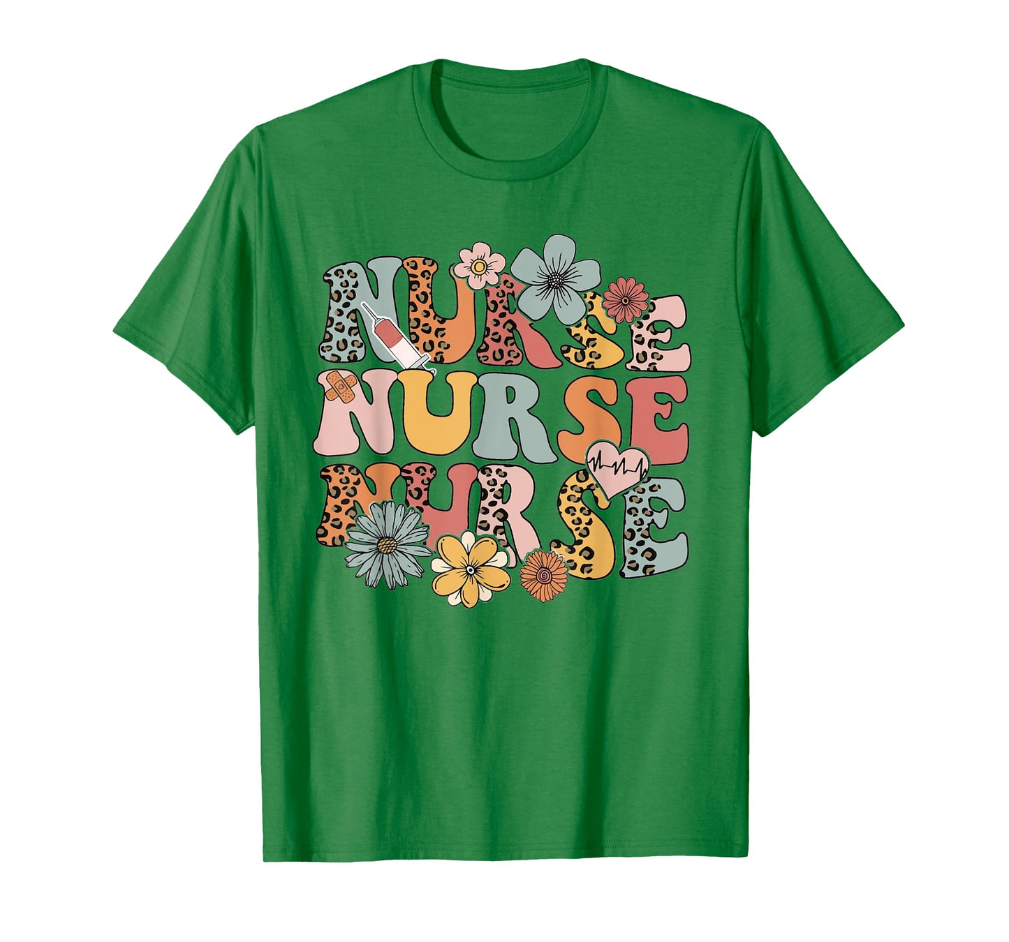 Leopard Wildflowers Nurse Appreciation Registered Nurse T-Shirt