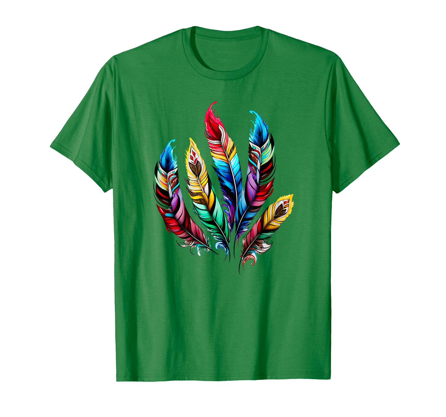 Colorful feathers boho ethnic style Indian bird pattern love T-Shirt